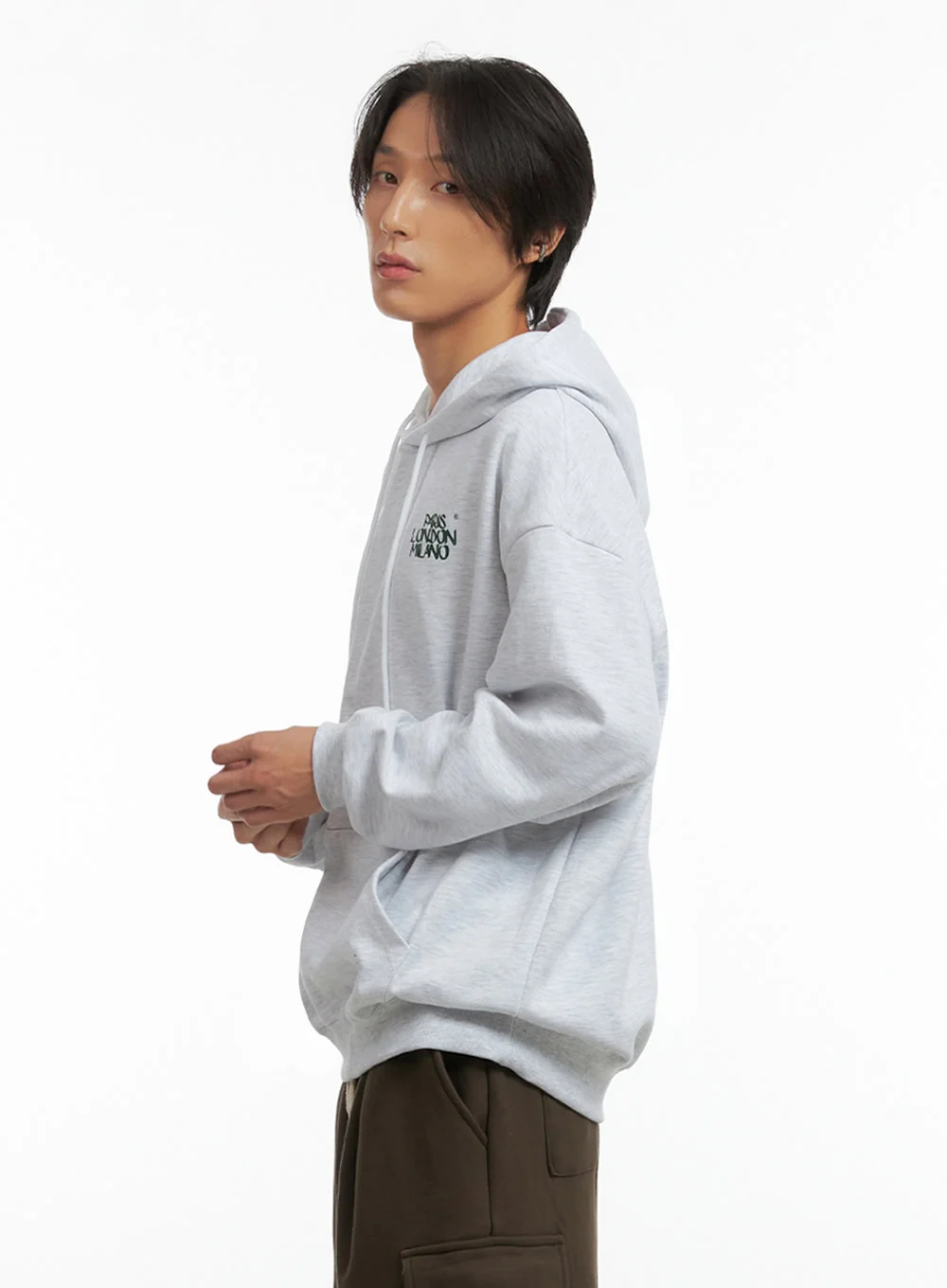 Men's Embroidered Oversized Hoodie (White) IO417 - Image 6
