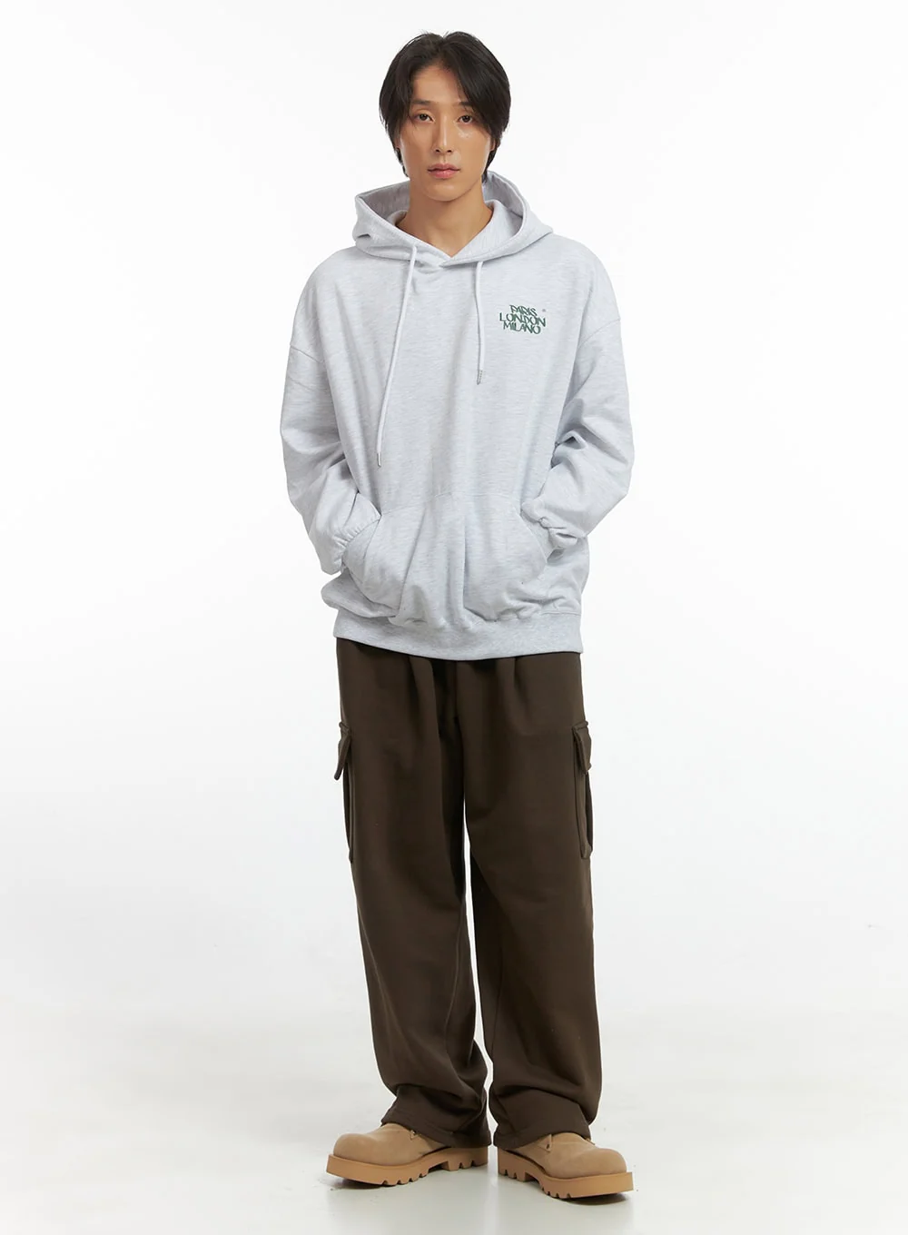 Men's Embroidered Oversized Hoodie (White) IO417 - Image 7