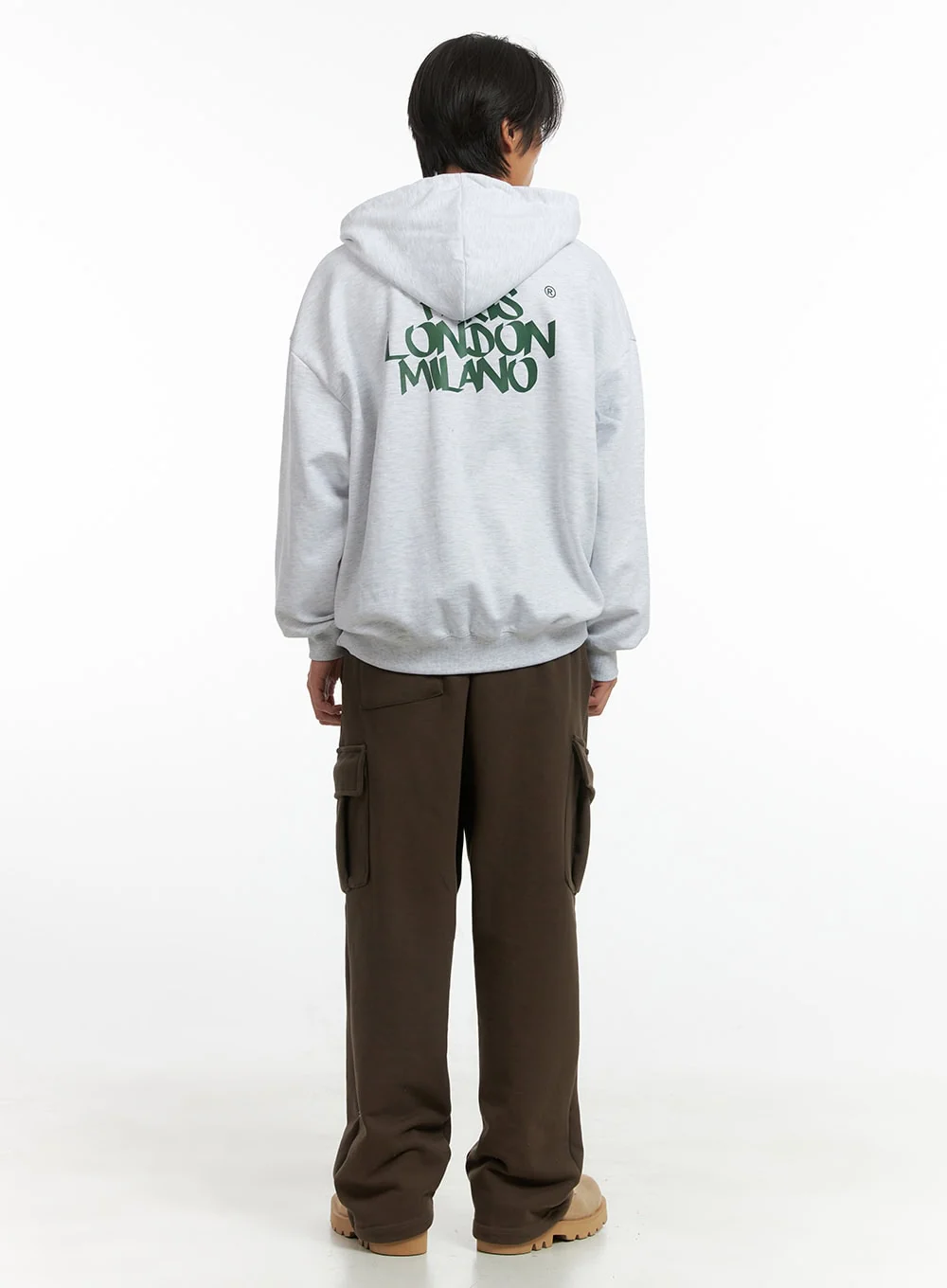 Men's Embroidered Oversized Hoodie (White) IO417 - Image 9