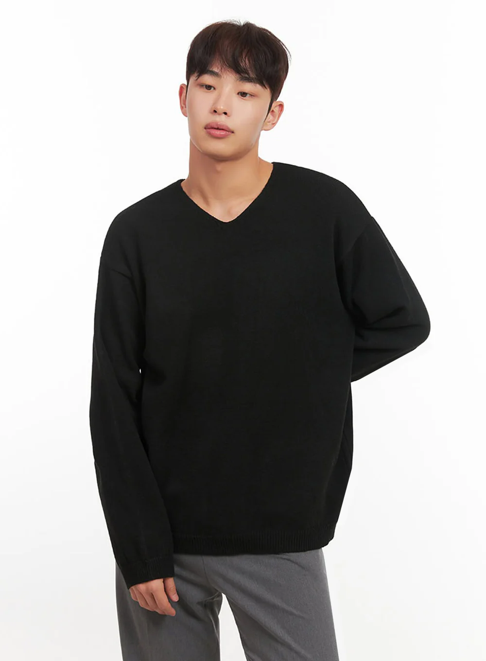 Men's Essential Black V-Neck Sweater IF517 - Image 5