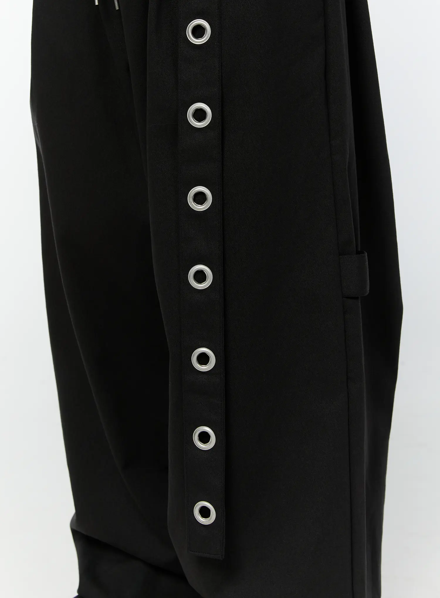Men's Eyelet Detail Wide-Leg Pants IY508 (Black) - Image 8