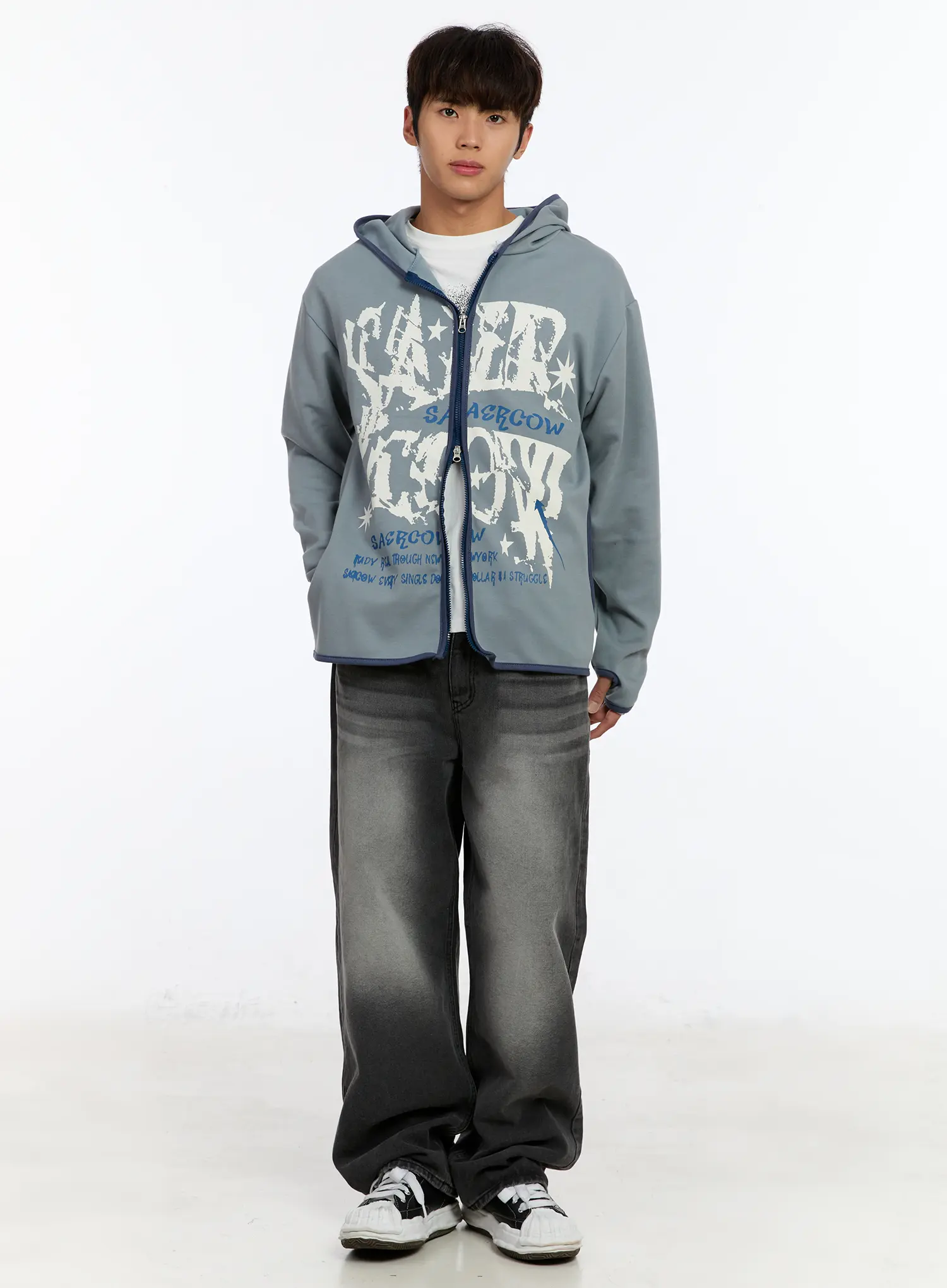 Men's Fingerhole Graphic Zip-Up Hoodie IM530 - Image 8