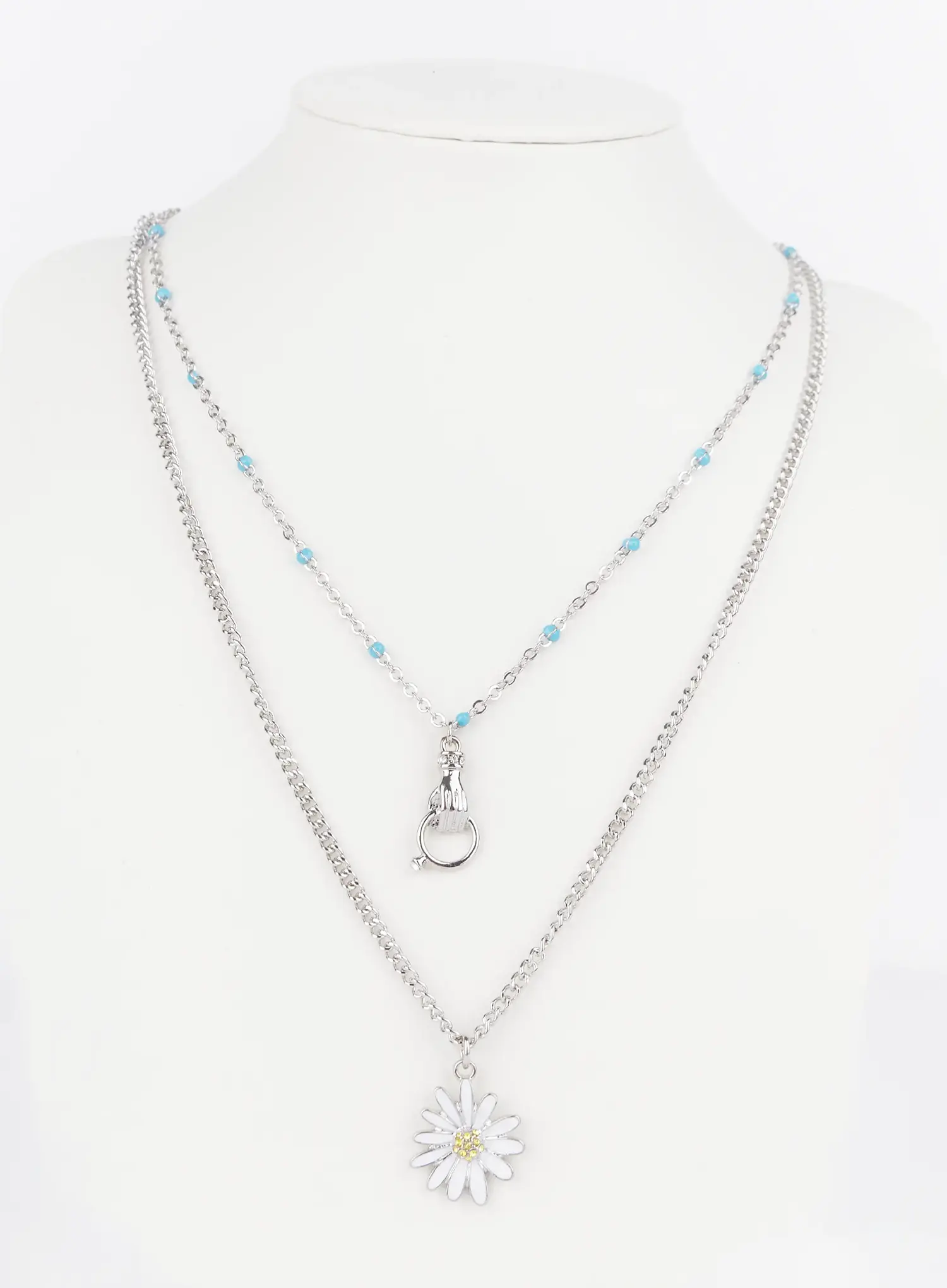 Men's Floral Double Layer Necklace IS510