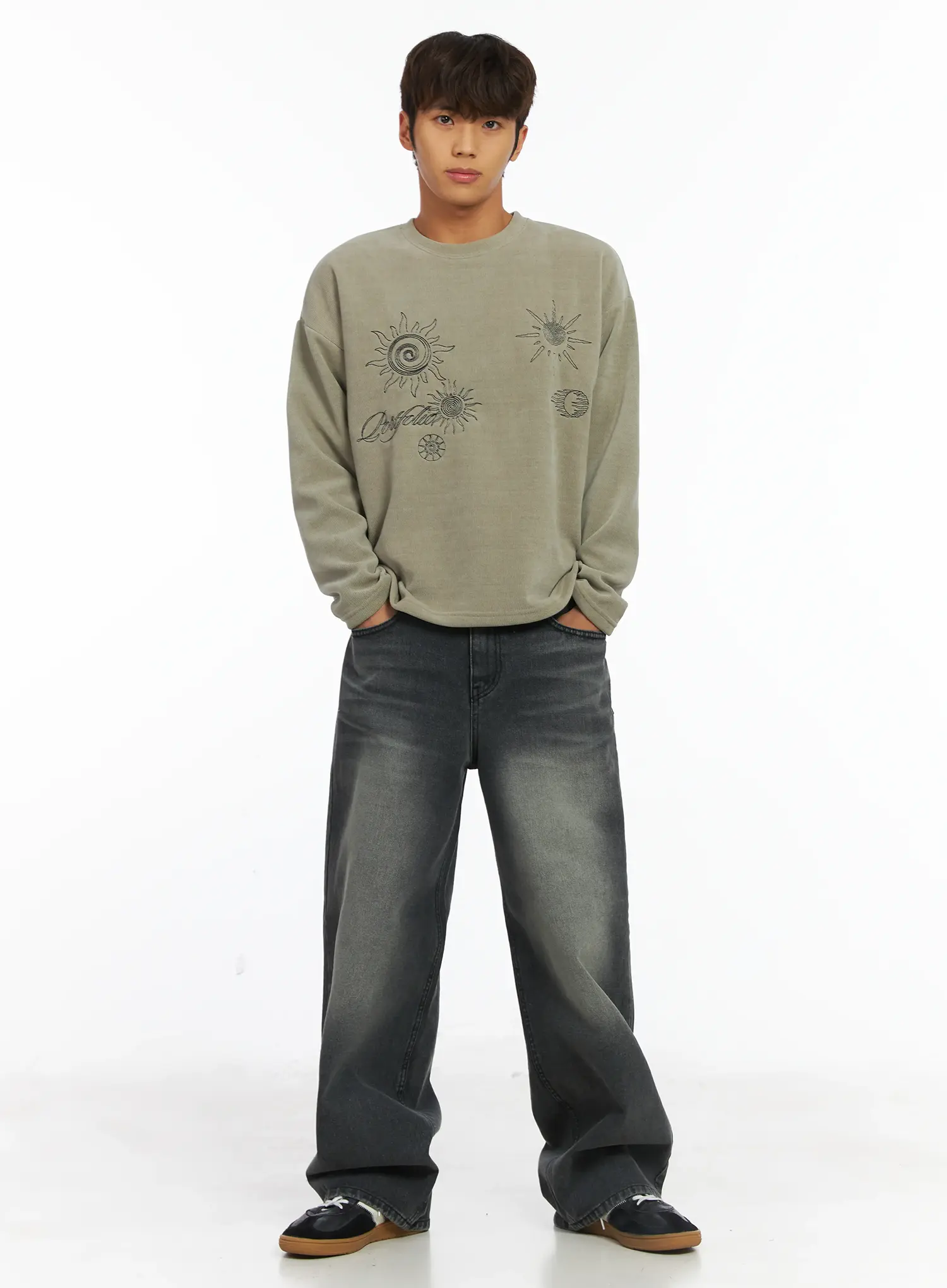 Men's Graphic Fleece Long Sleeve Top IJ514 - Image 2