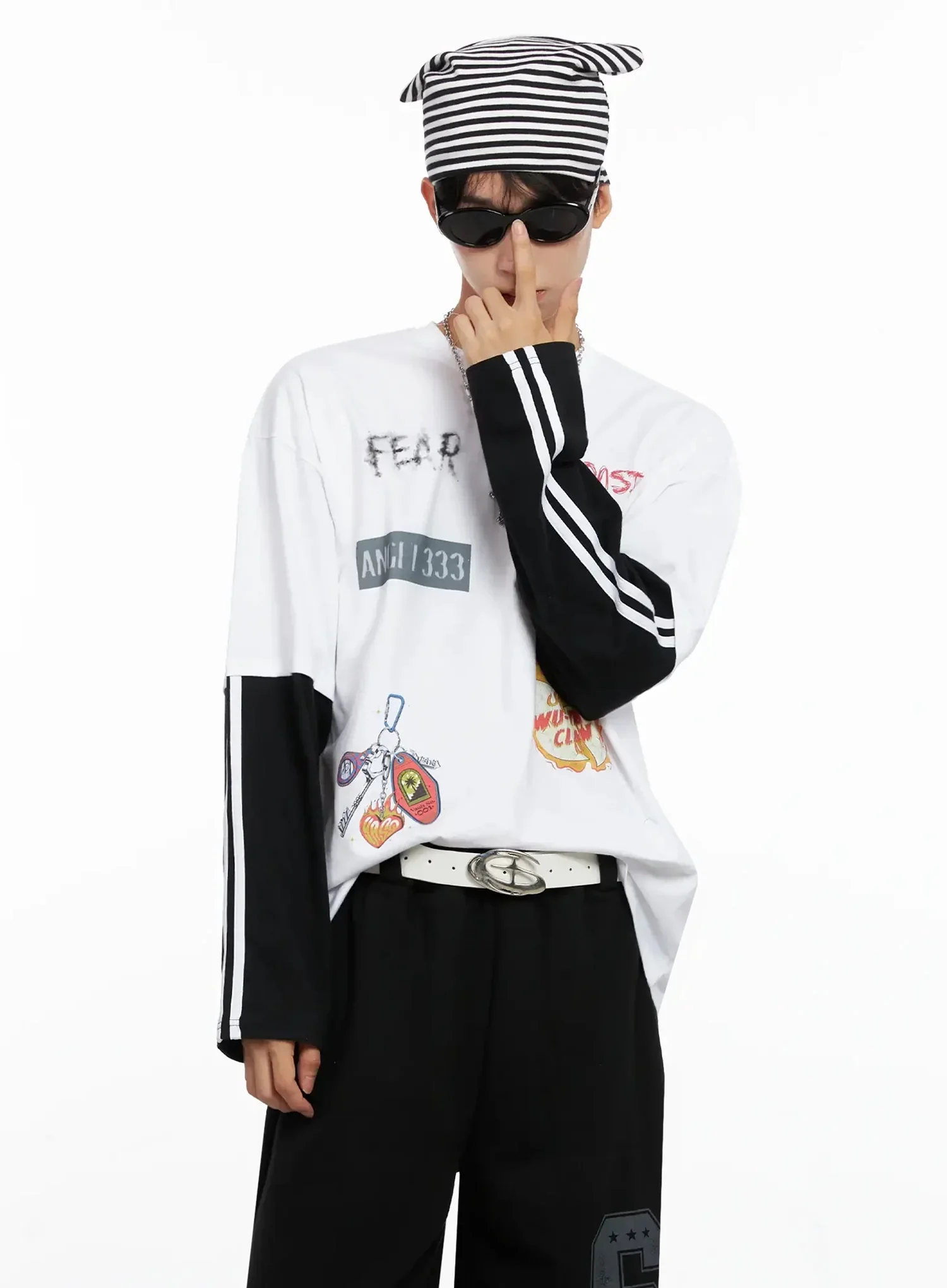 Men's Graphic Layered Long Sleeve Top IO517