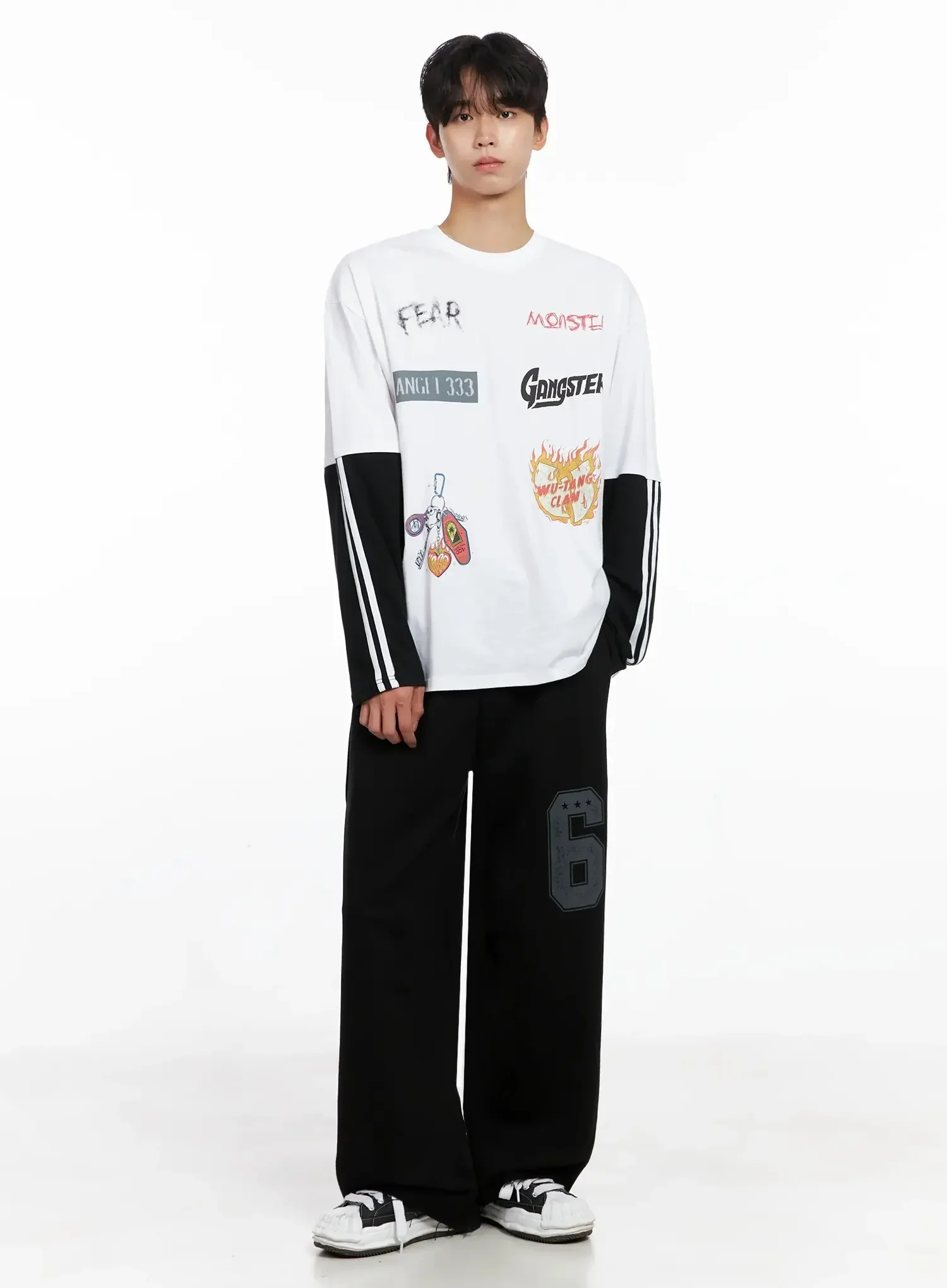 Men's Graphic Layered Long Sleeve Top IO517 - Image 10