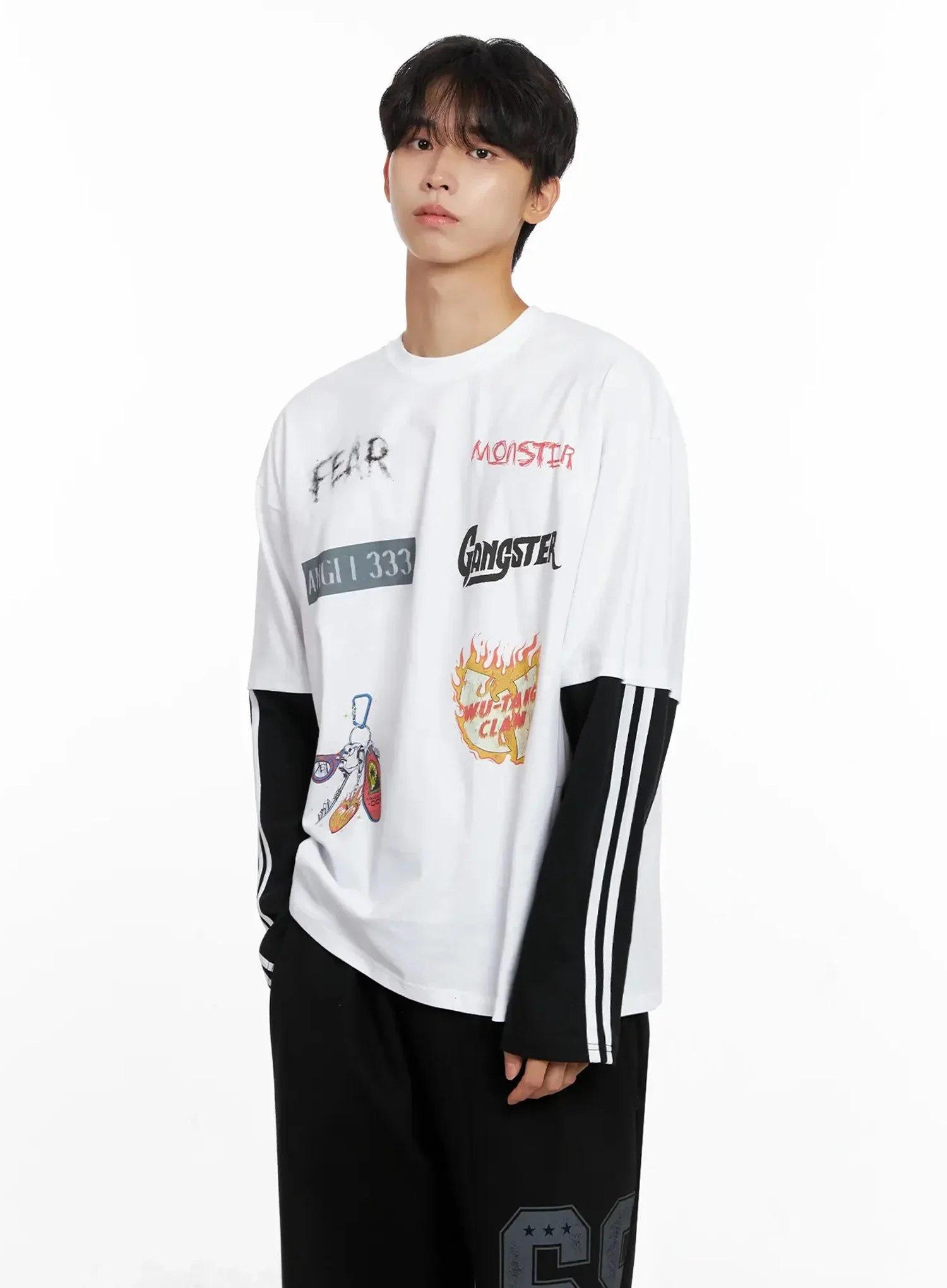 Men's Graphic Layered Long Sleeve Top IO517 - Image 12