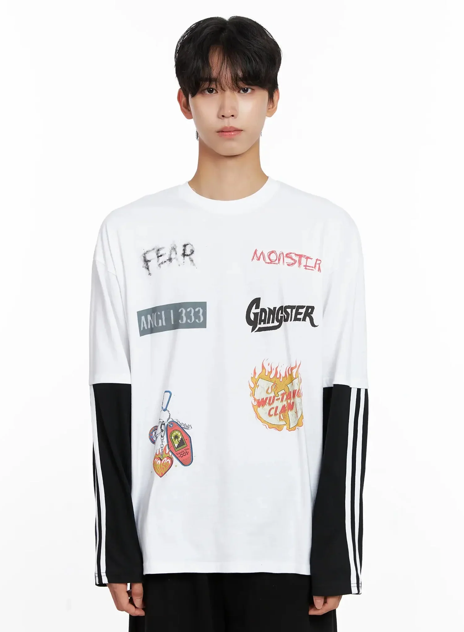 Men's Graphic Layered Long Sleeve Top IO517 - Image 15