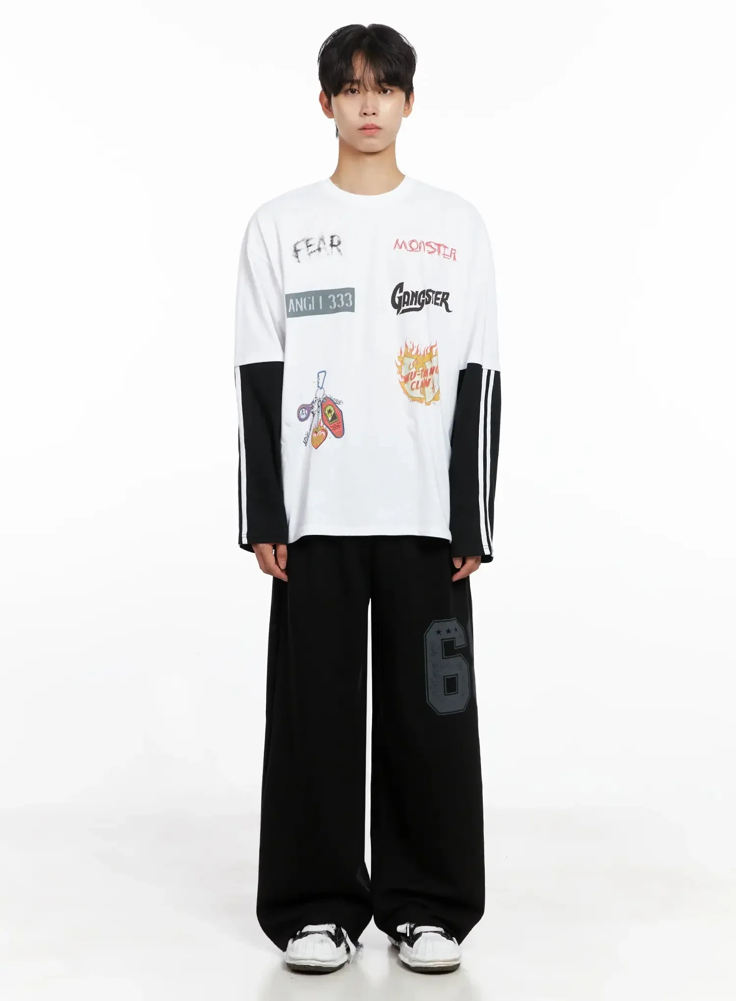 Men's Graphic Layered Long Sleeve Top IO517 - Image 6