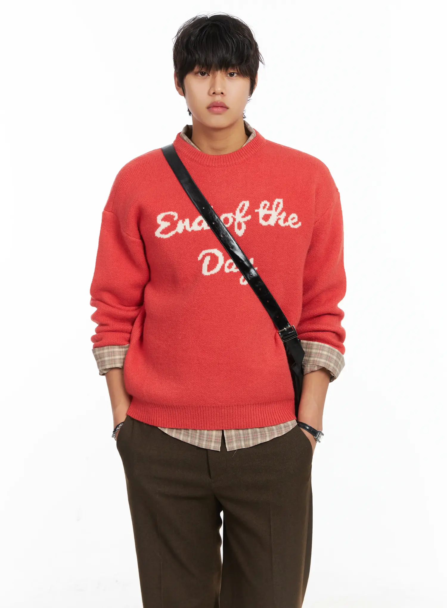 Men's Graphic Lettering Knit Pullover IJ512