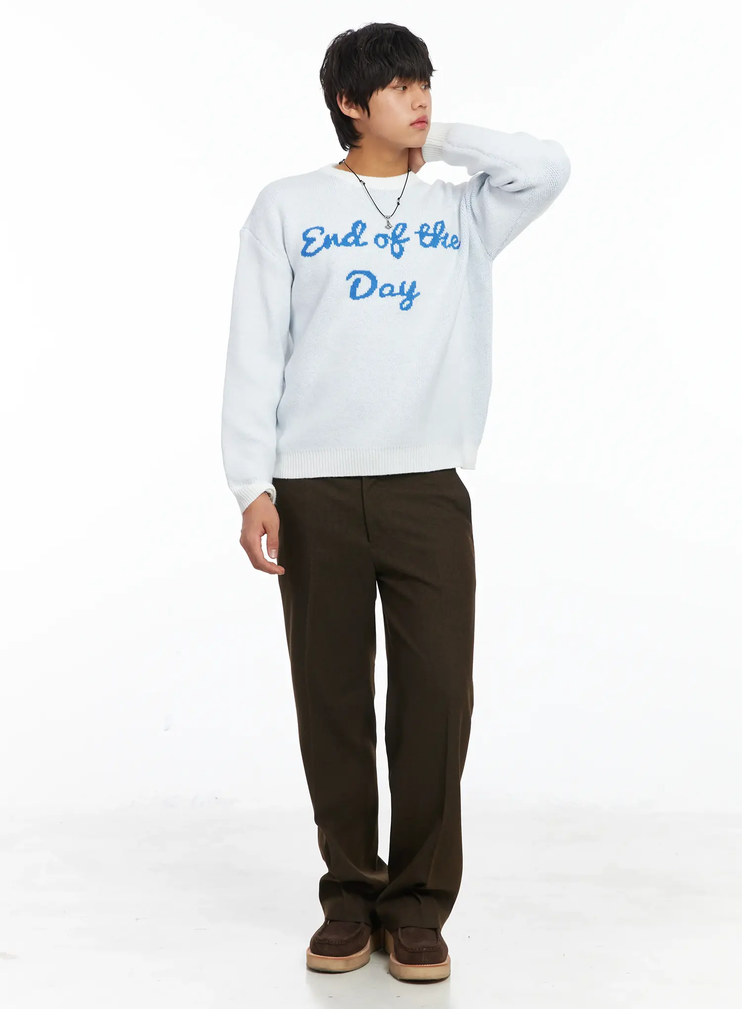 Men's Graphic Lettering Knit Pullover IJ512 - Image 12
