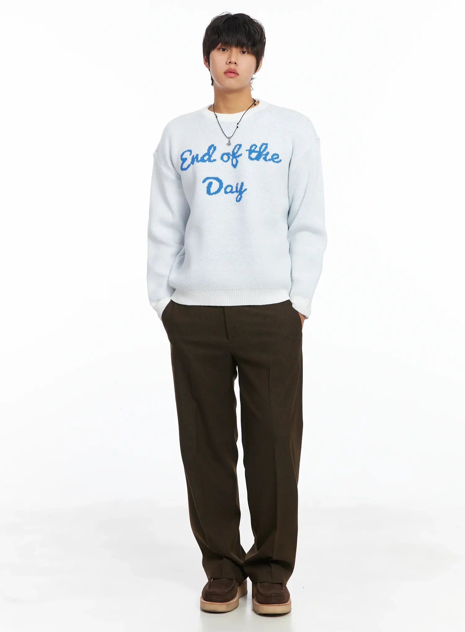 Men's Graphic Lettering Knit Pullover IJ512 - Image 3