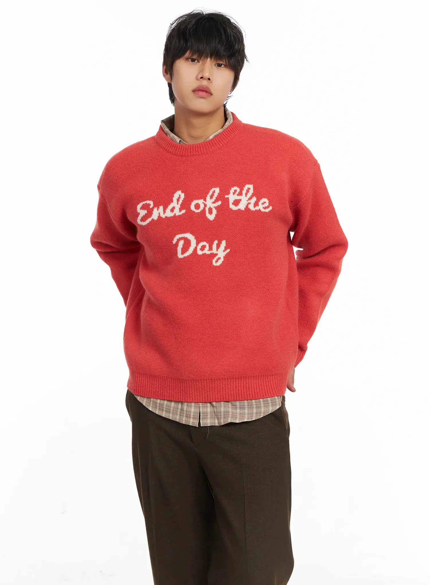 Men's Graphic Lettering Knit Pullover IJ512 - Image 7