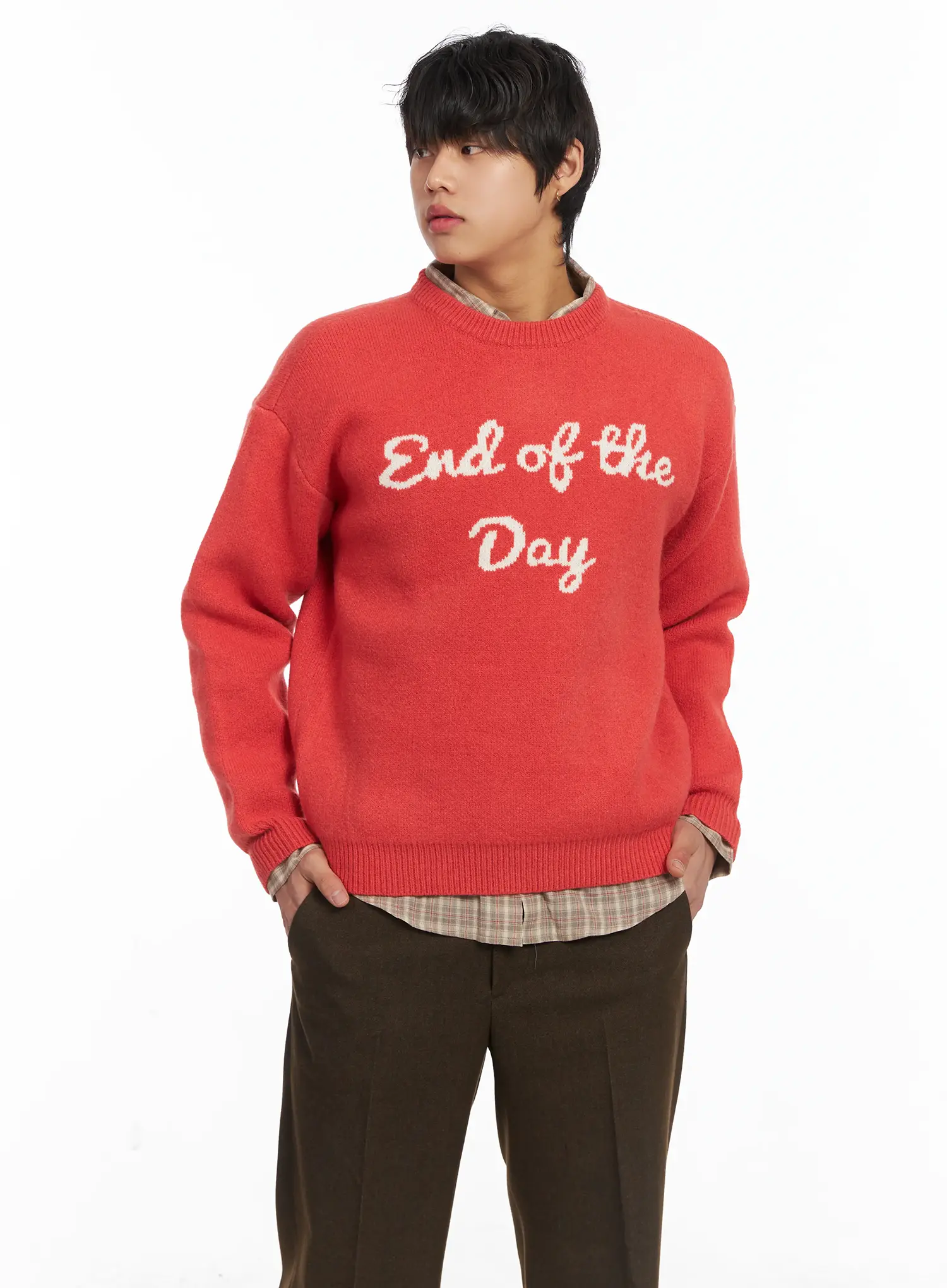 Men's Graphic Lettering Knit Pullover IJ512 - Image 8