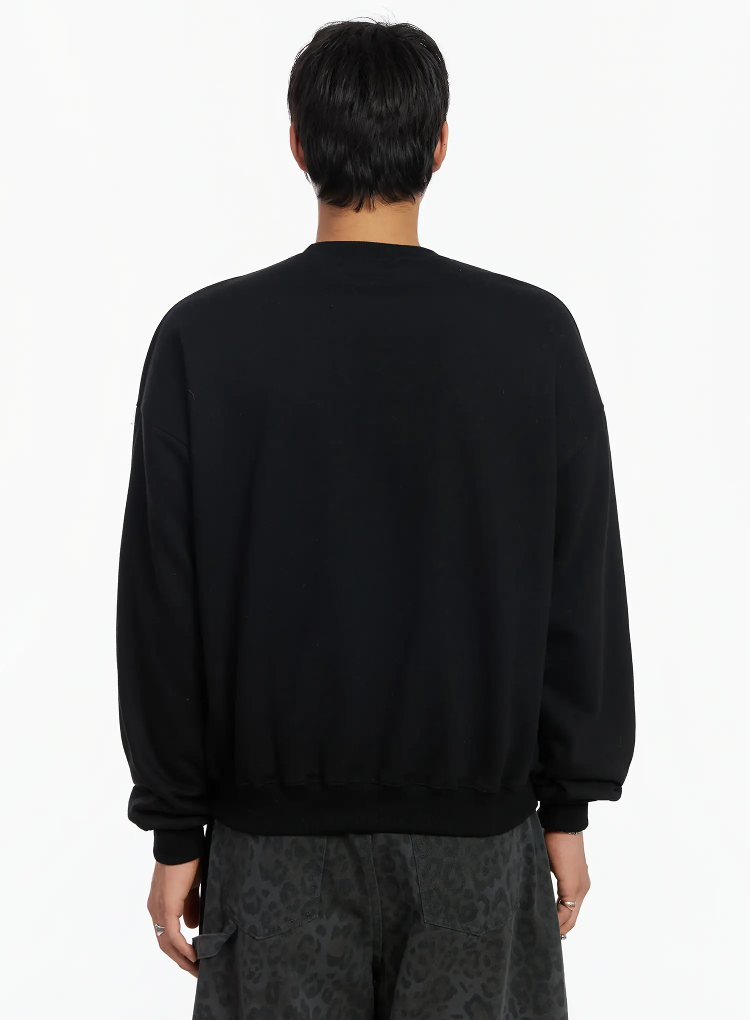 Men's Graphic Print Fleece Crewneck Sweatshirt IJ527 - Image 5