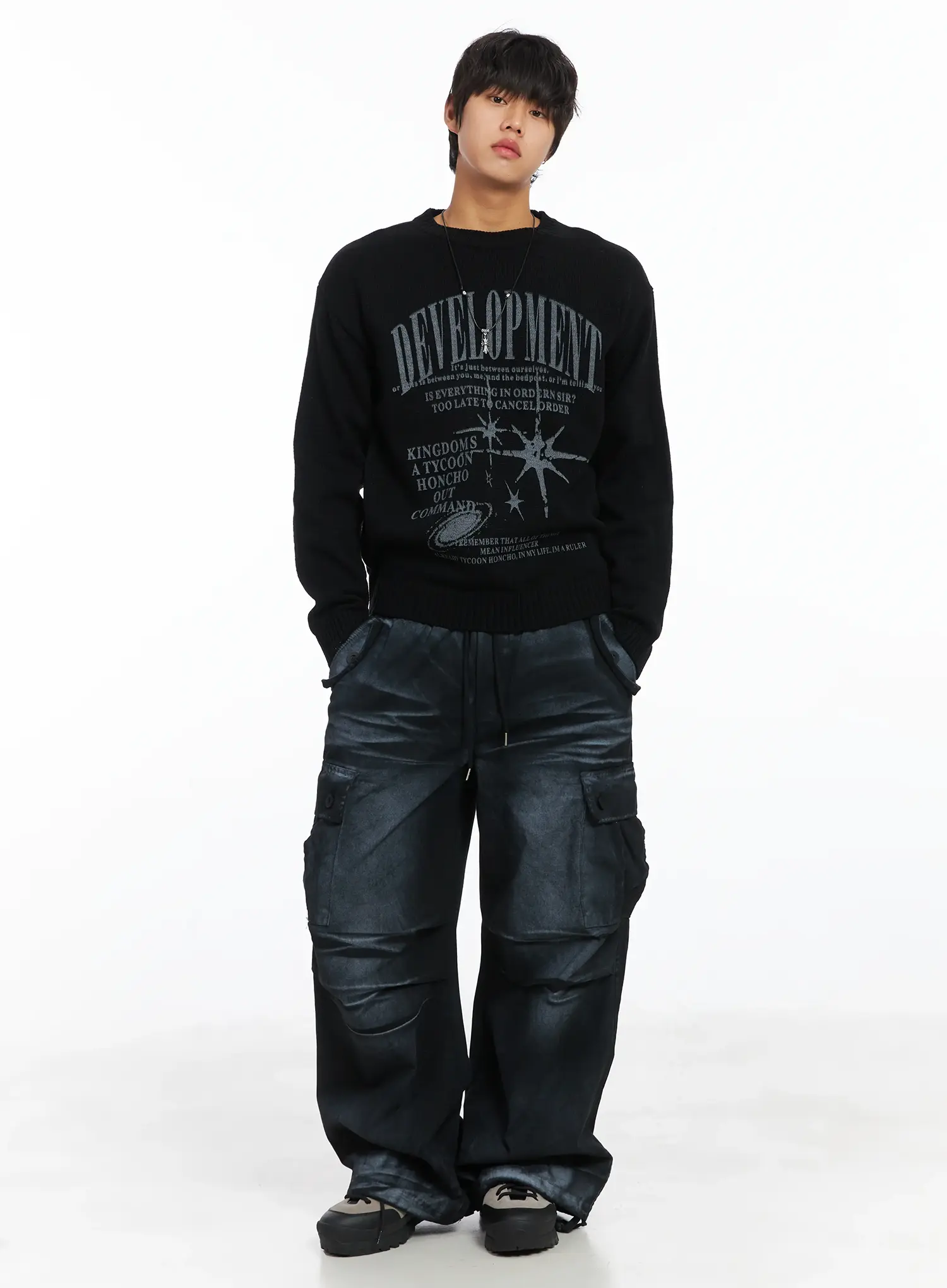 Men's Graphic Print Knit Pullover IJ512
