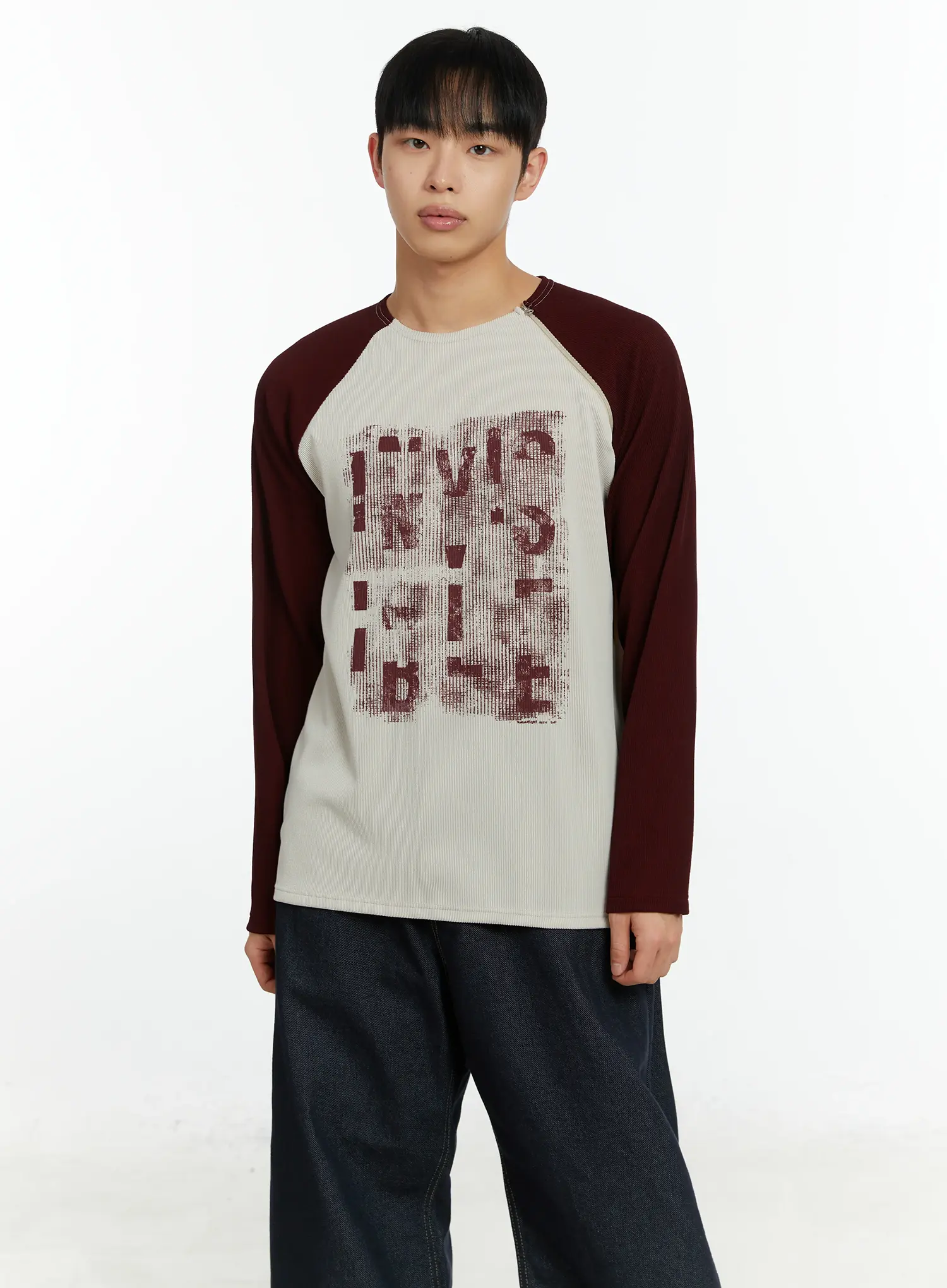 Men's Graphic Print Ribbed Long Sleeve Top IF510