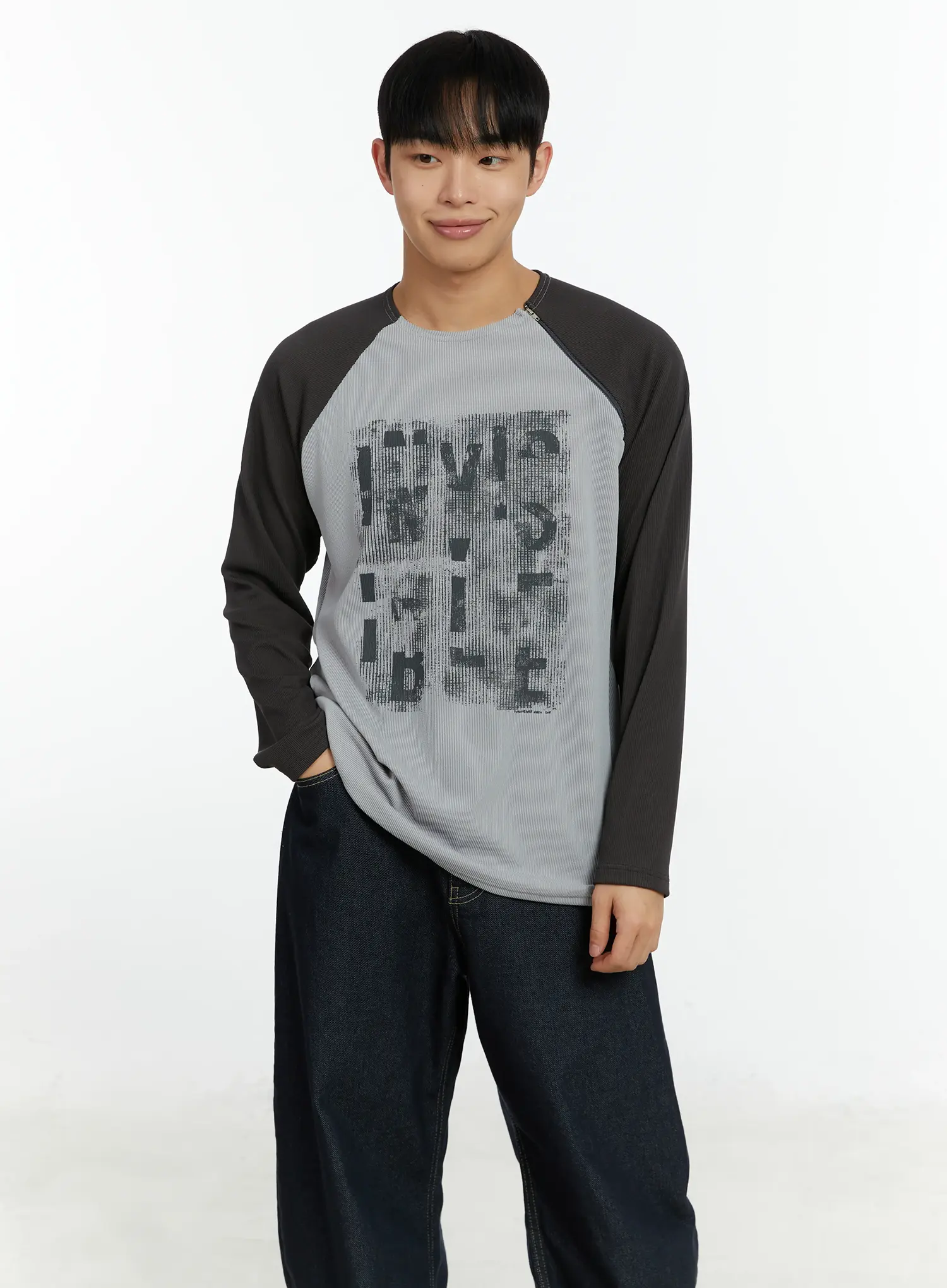 Men's Graphic Print Ribbed Long Sleeve Top IF510 - Image 2