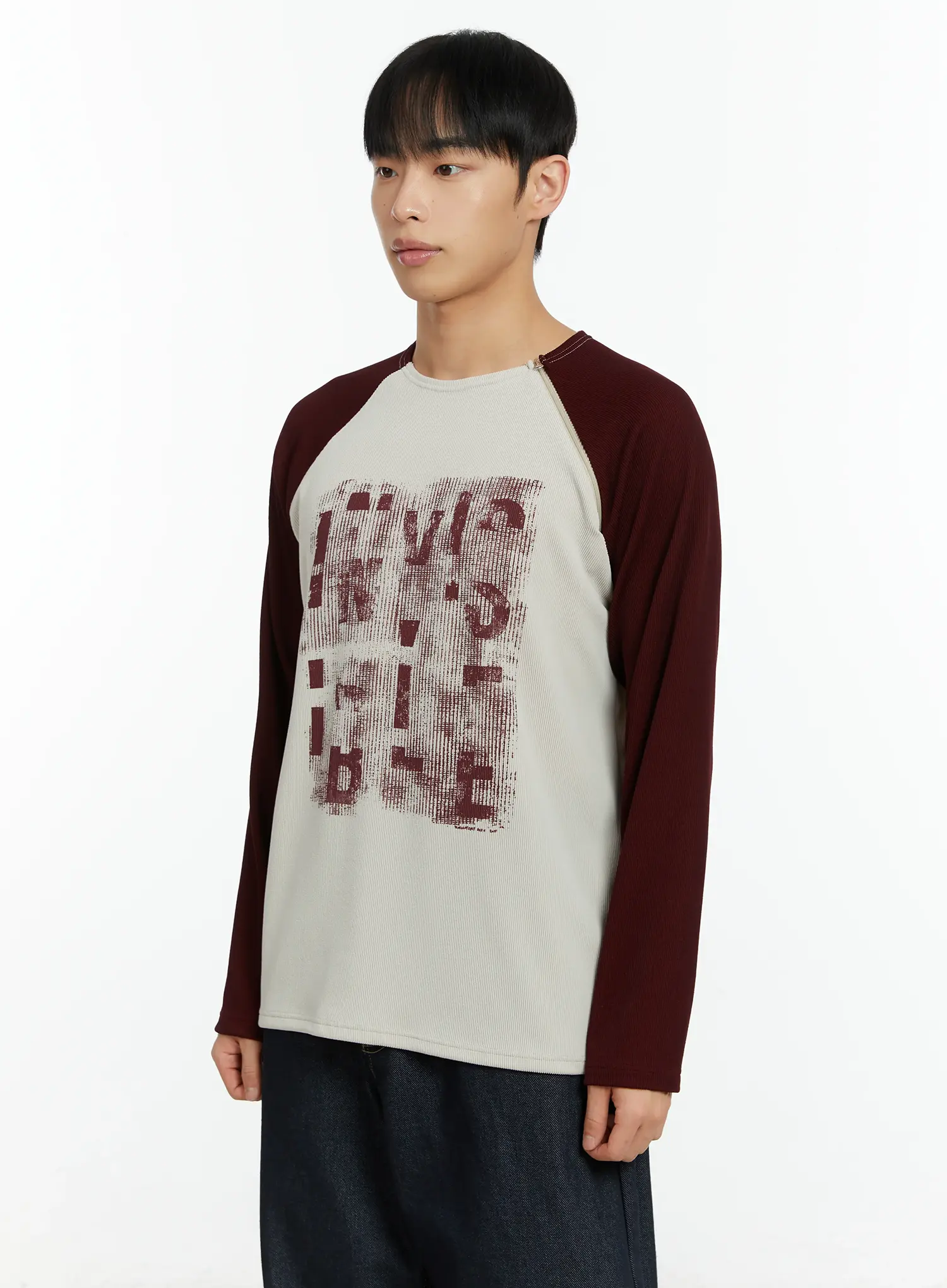 Men's Graphic Print Ribbed Long Sleeve Top IF510 - Image 4