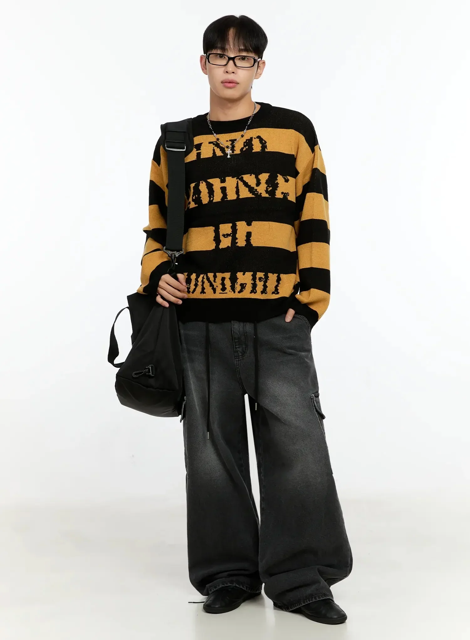 Men's Graphic Striped Sweater IN506 - Image 3