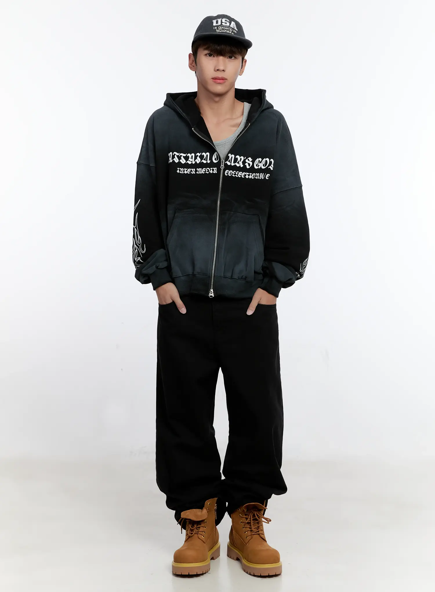 Men's Graphic Zip-Up Hoodie IS530 - Image 11