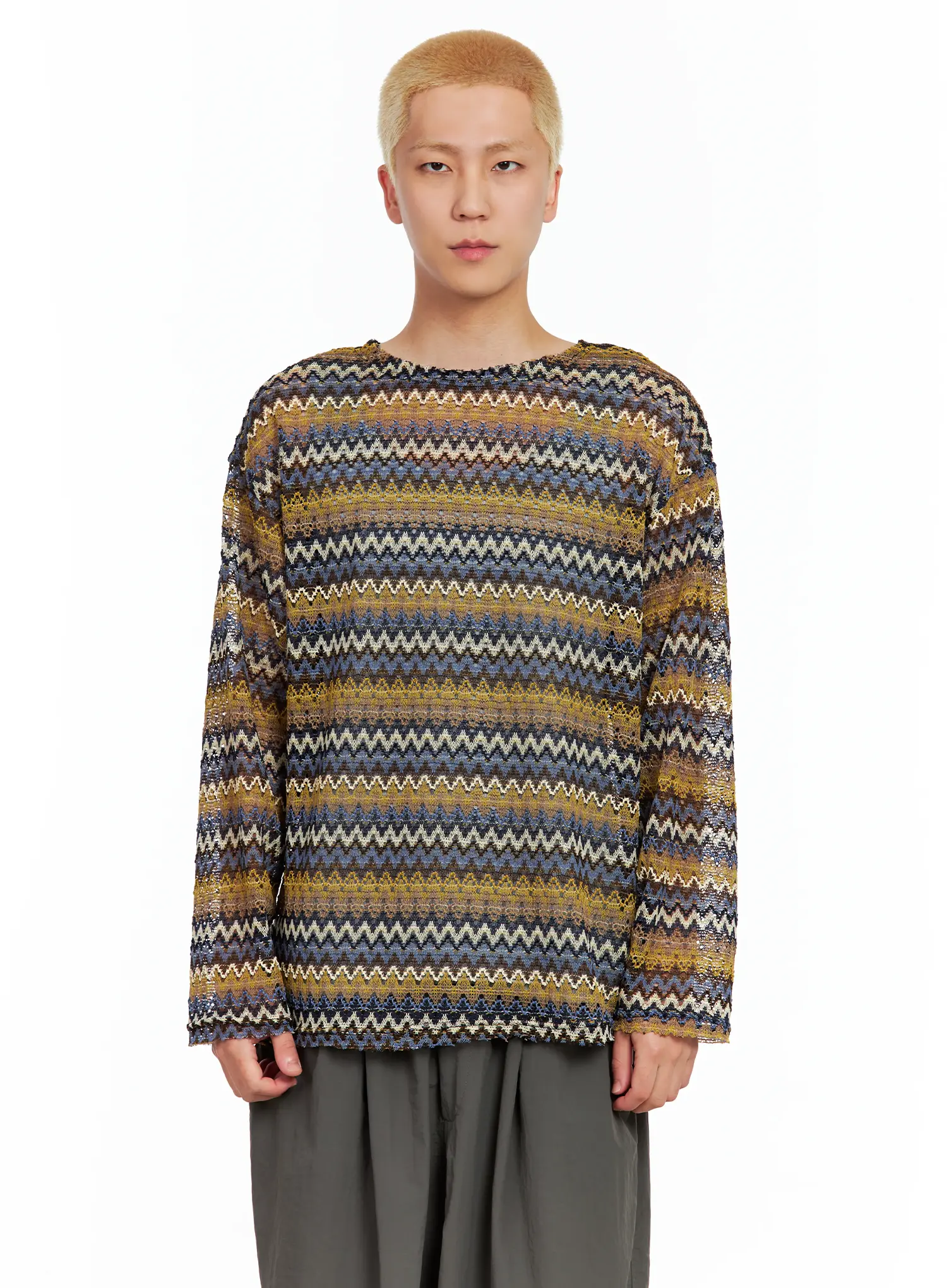 Men's Grunge Mesh Long-Sleeve Tee IL511 - Image 13