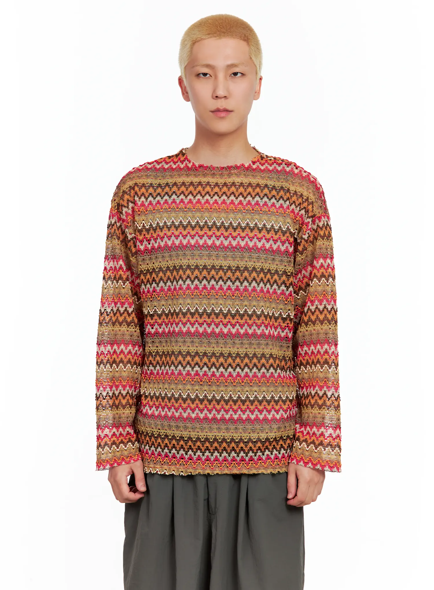 Men's Grunge Mesh Long-Sleeve Tee IL511 - Image 14