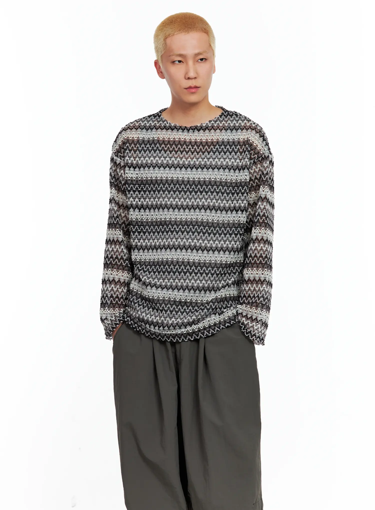 Men's Grunge Mesh Long-Sleeve Tee IL511 - Image 7