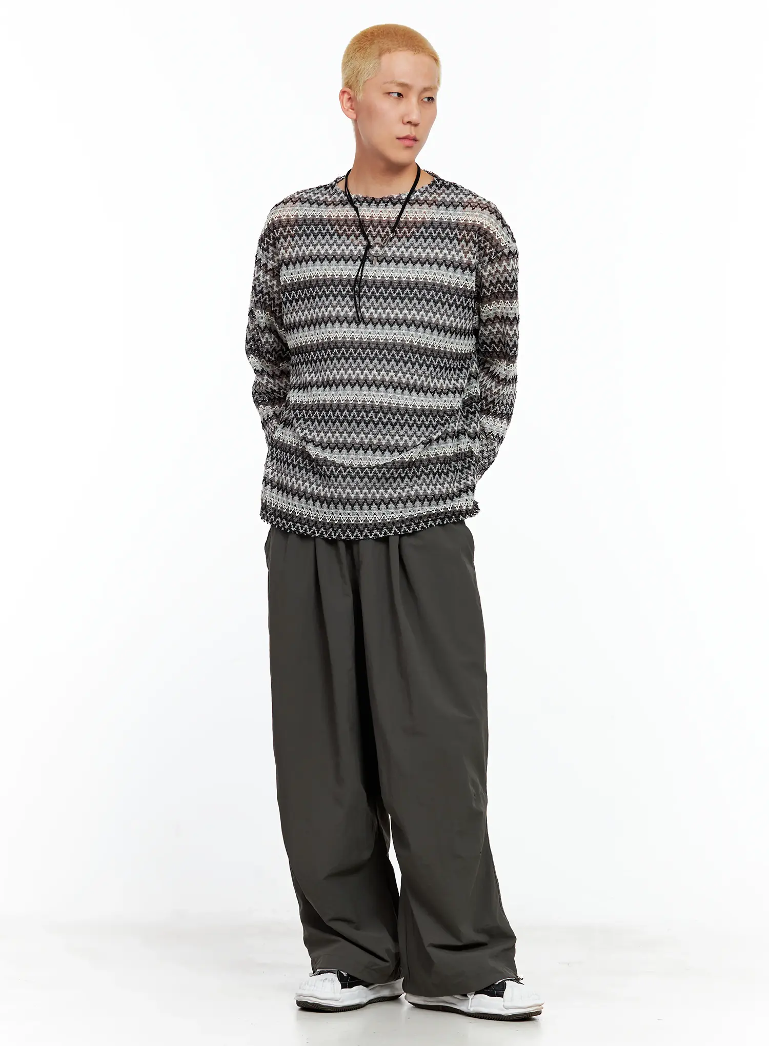 Men's Grunge Mesh Long-Sleeve Tee IL511 - Image 8