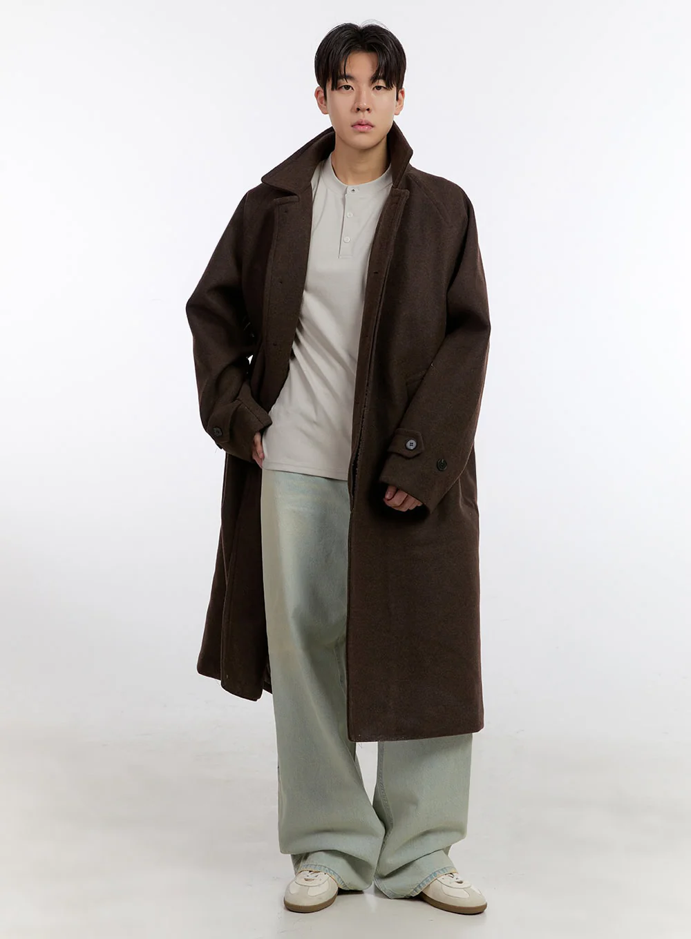 Men's Half-Buttoned Long-Sleeve T-Shirt IF528 - Image 11