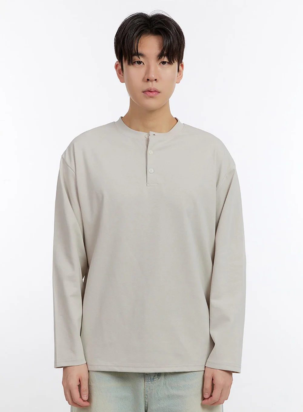 Men's Half-Buttoned Long-Sleeve T-Shirt IF528 - Image 12