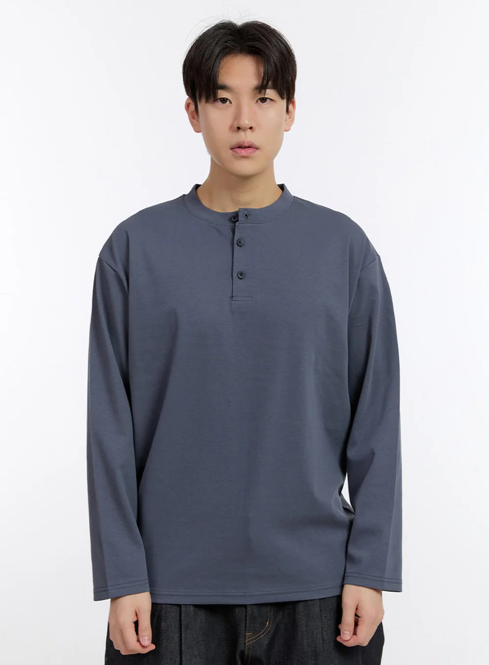 Men's Half-Buttoned Long-Sleeve T-Shirt IF528 - Image 15