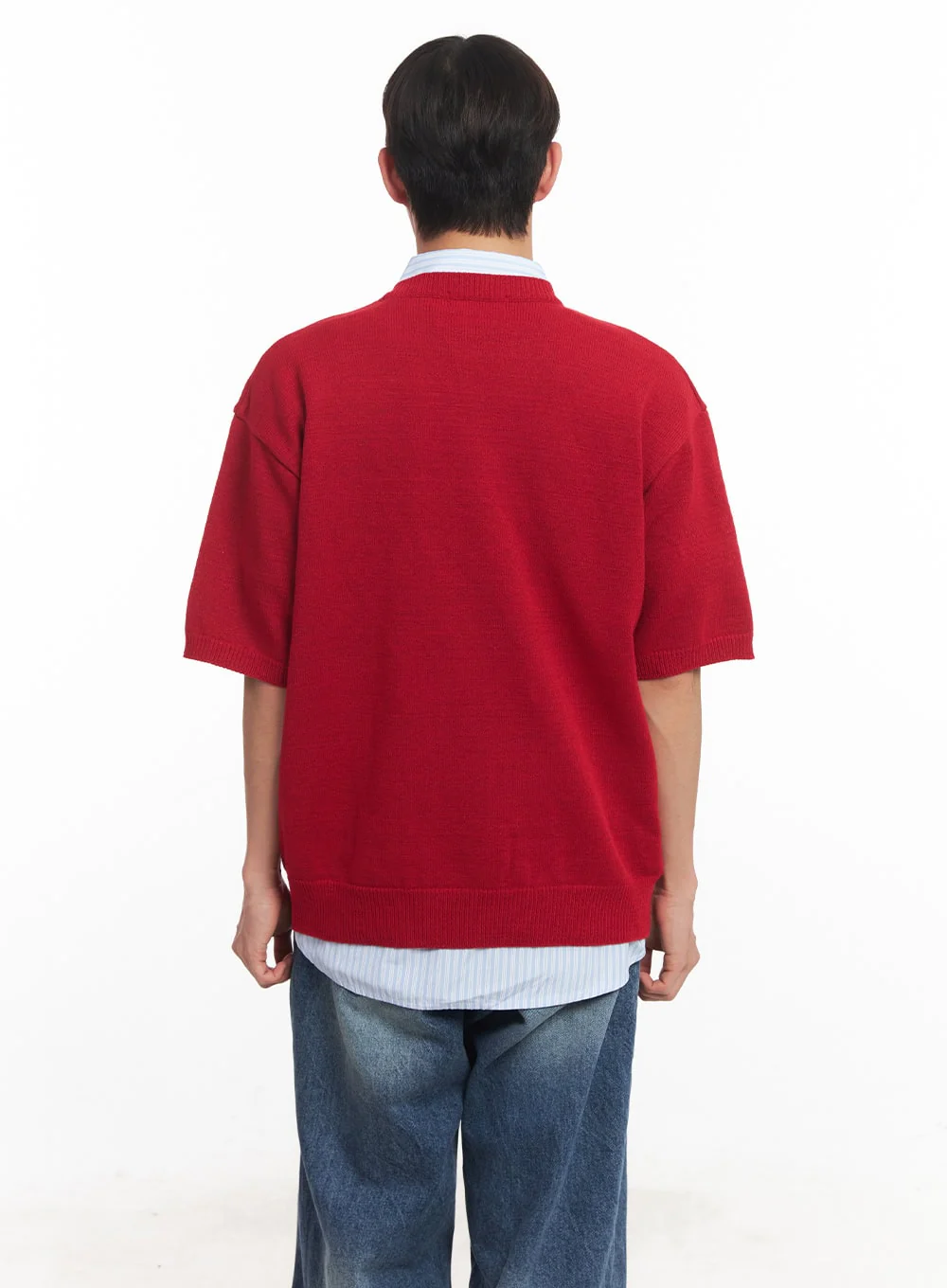 Men's Heart Graphic Short Sleeve Sweater IA521 - Image 6