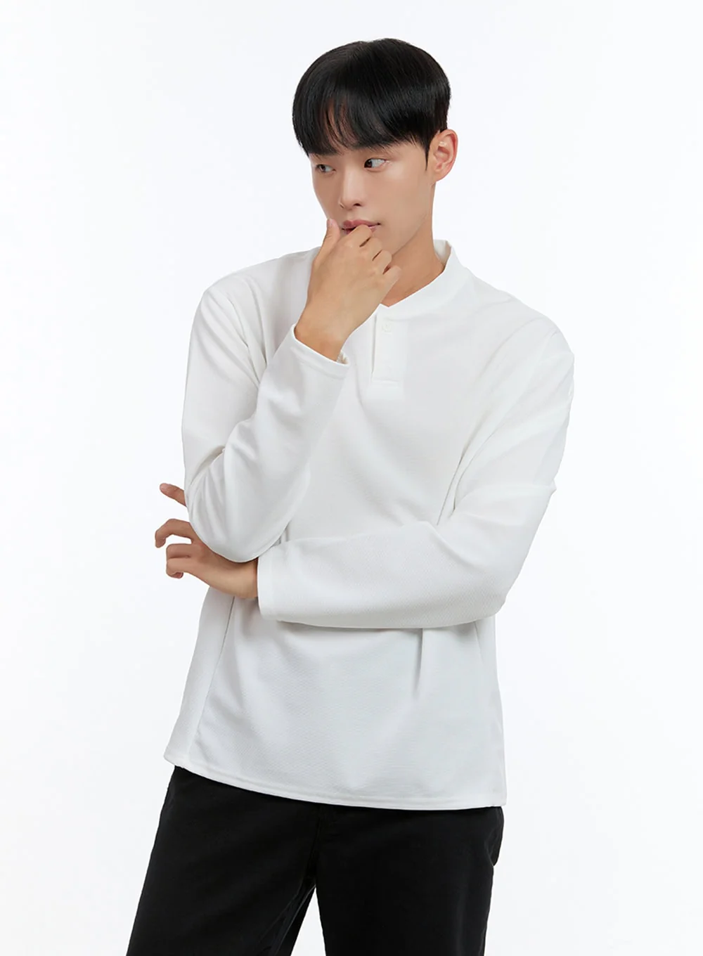 Men's Henley Neck Long Sleeve Tee IS413