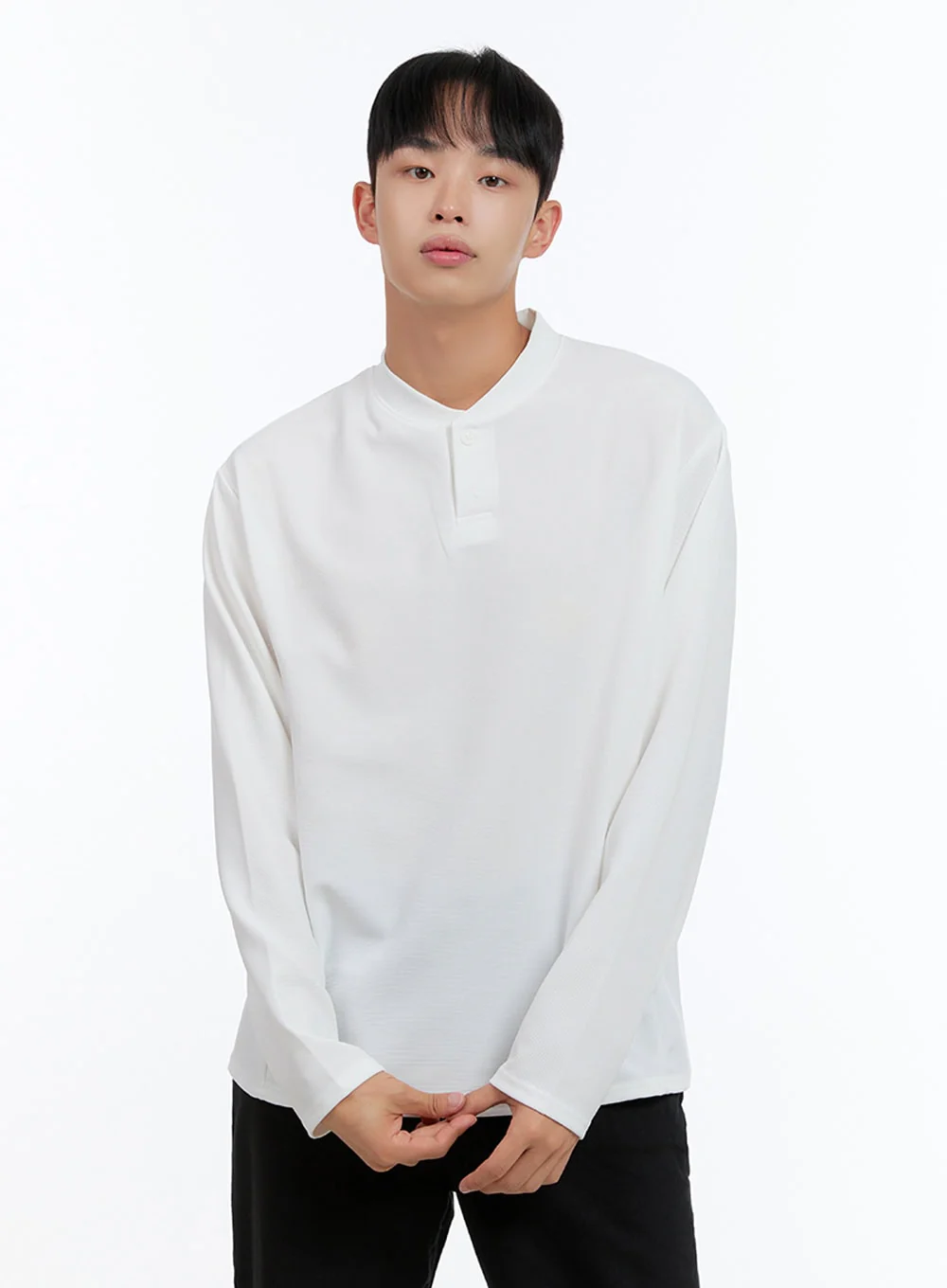 Men's Henley Neck Long Sleeve Tee IS413 - Image 3