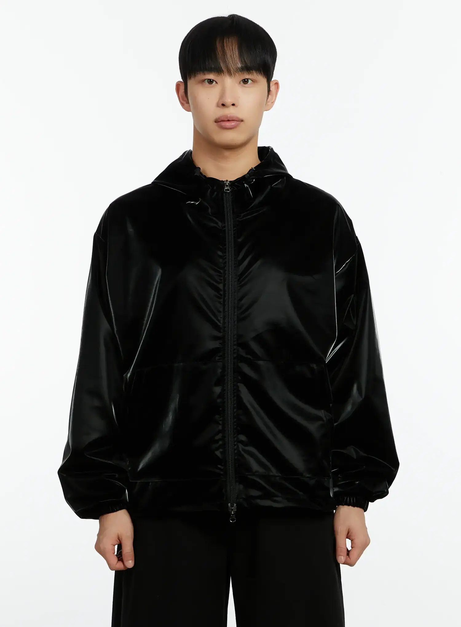 Men's High-End Glossy Double Zipper Zip-Up Hoodie IF511 - Image 10