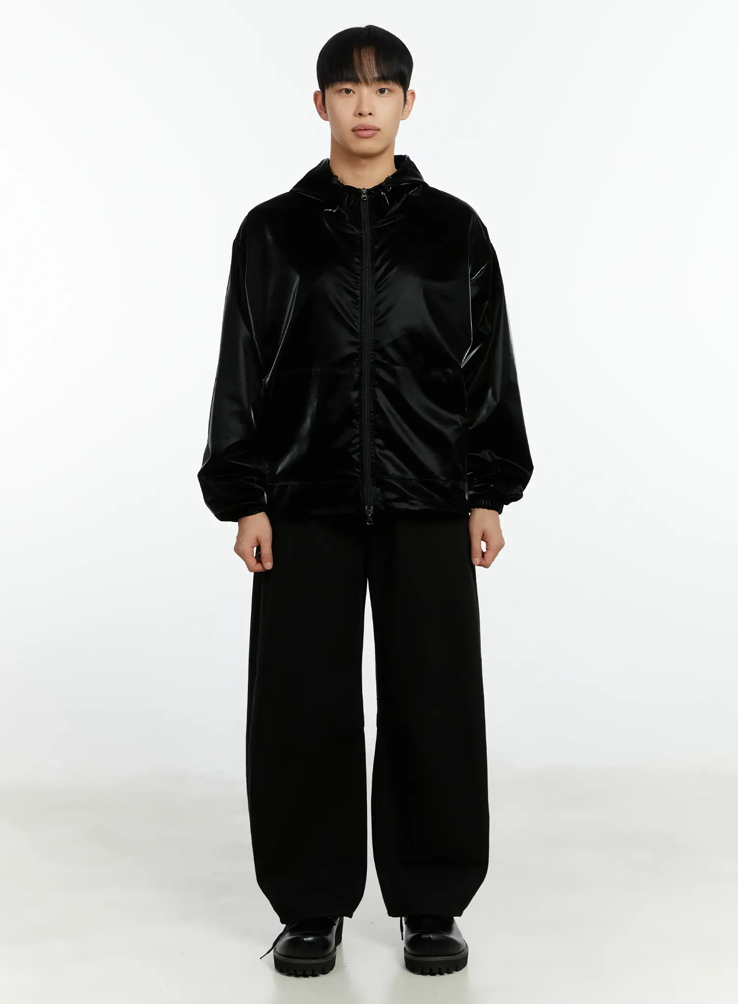 Men's High-End Glossy Double Zipper Zip-Up Hoodie IF511 - Image 3