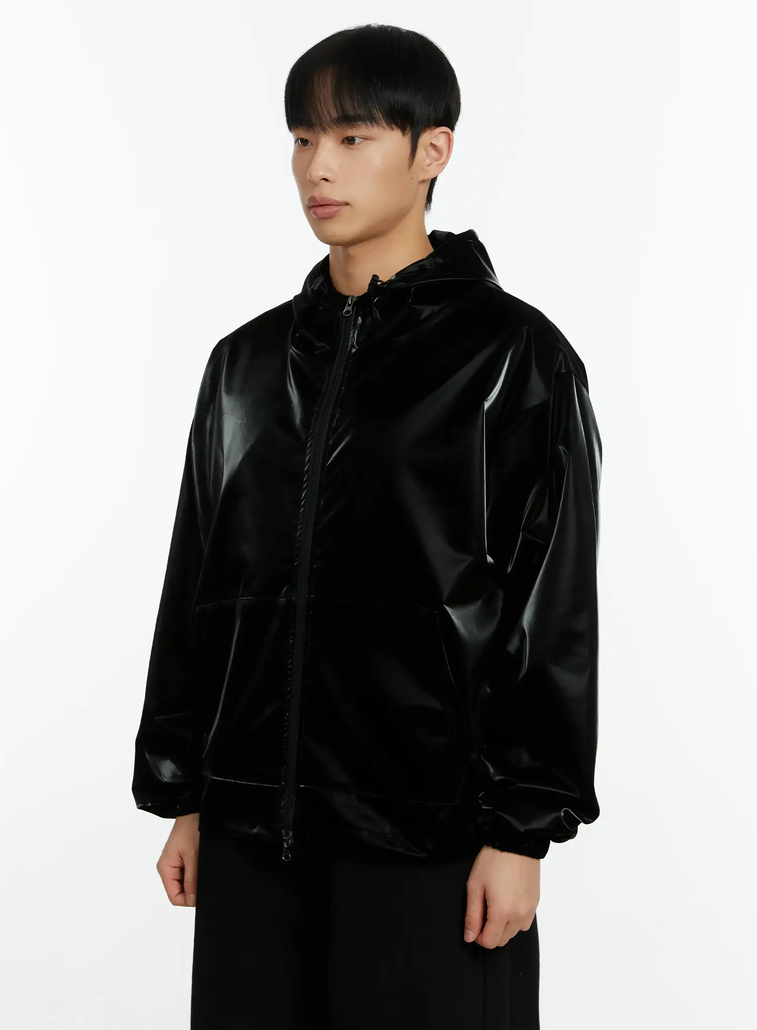 Men's High-End Glossy Double Zipper Zip-Up Hoodie IF511 - Image 4