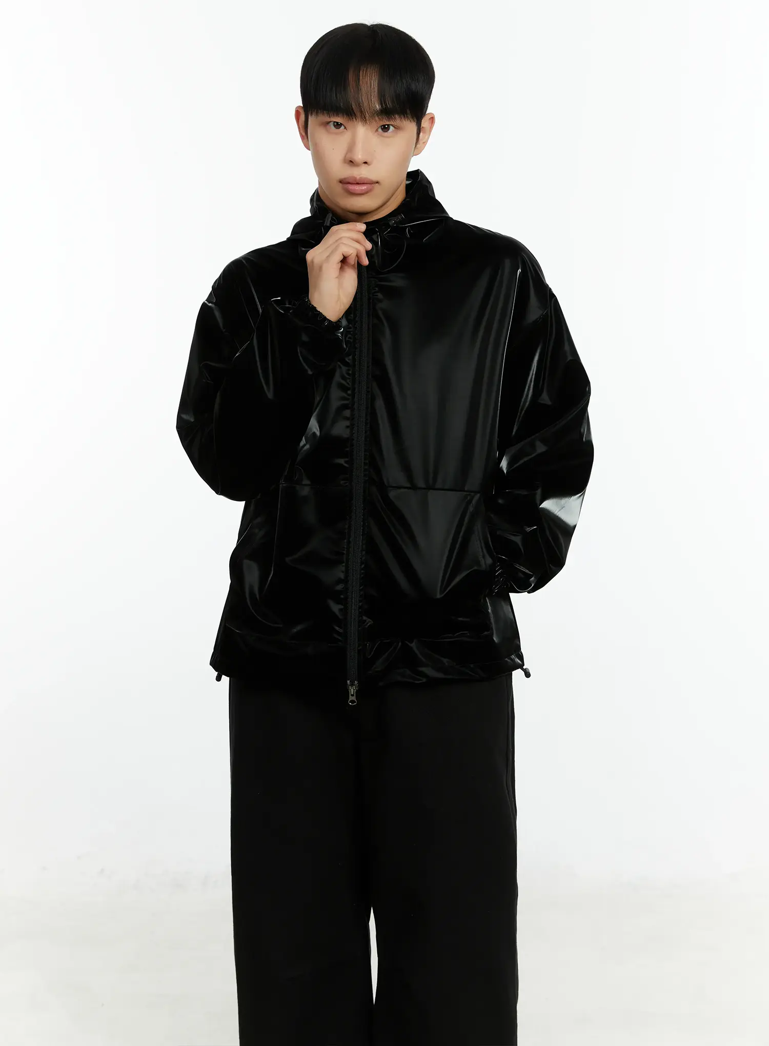 Men's High-End Glossy Double Zipper Zip-Up Hoodie IF511 - Image 6