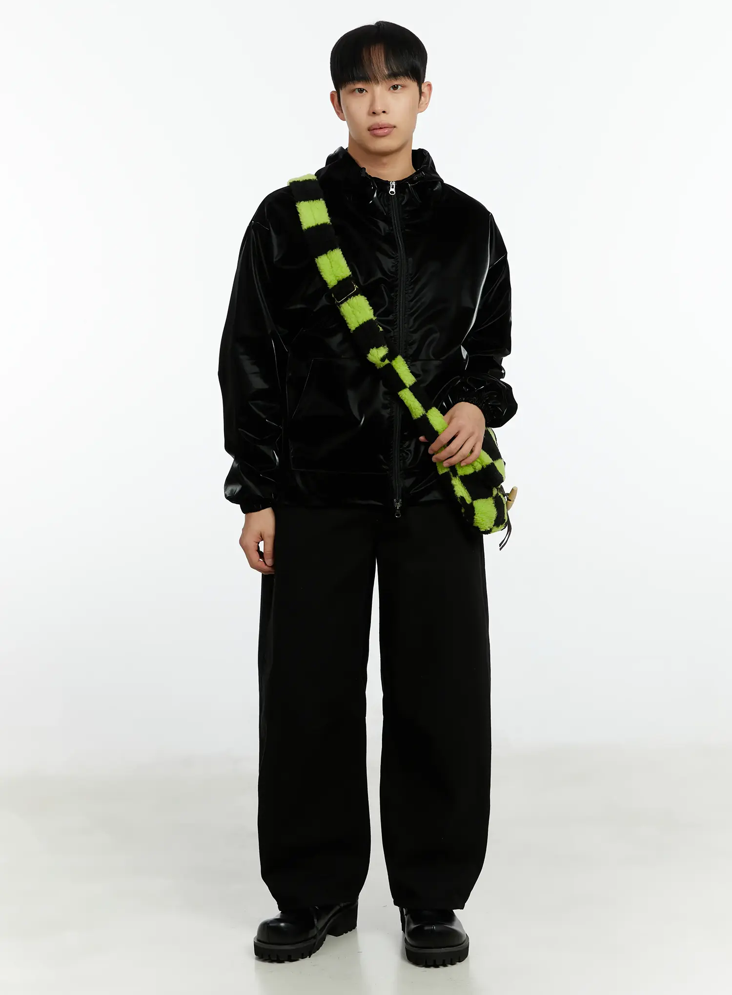 Men's High-End Glossy Double Zipper Zip-Up Hoodie IF511 - Image 7