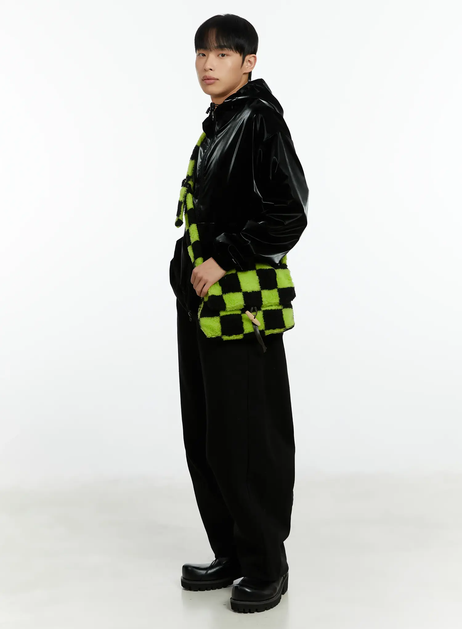 Men's High-End Glossy Double Zipper Zip-Up Hoodie IF511 - Image 8