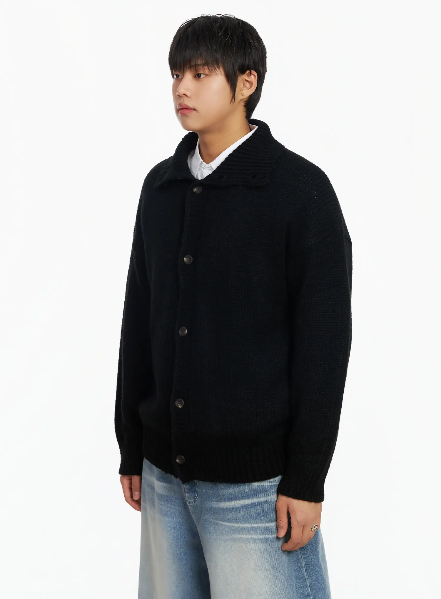 Men's High Neck Button Cardigan IF503 - Image 4