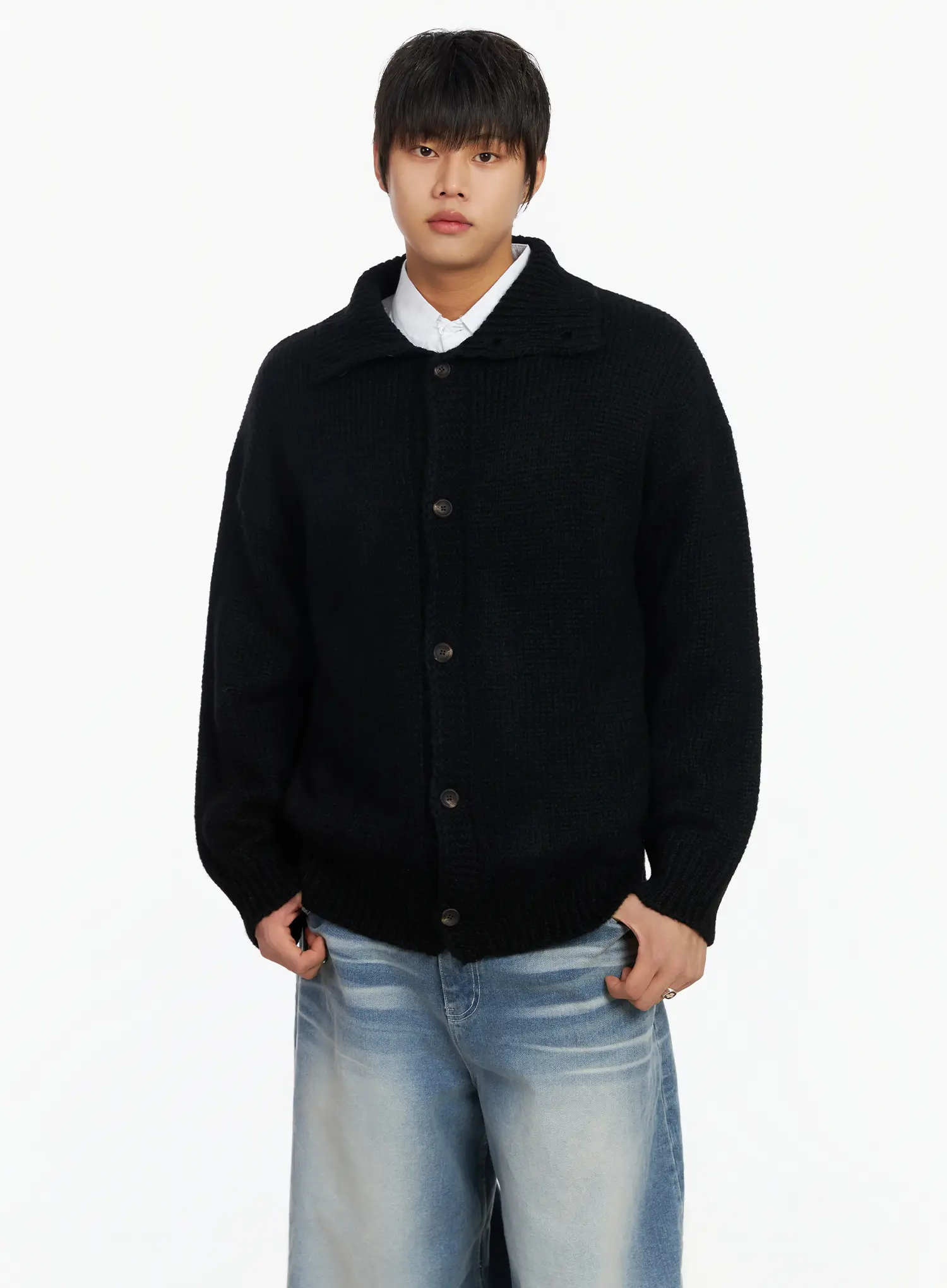 Men's High Neck Button Cardigan IF503 - Image 6