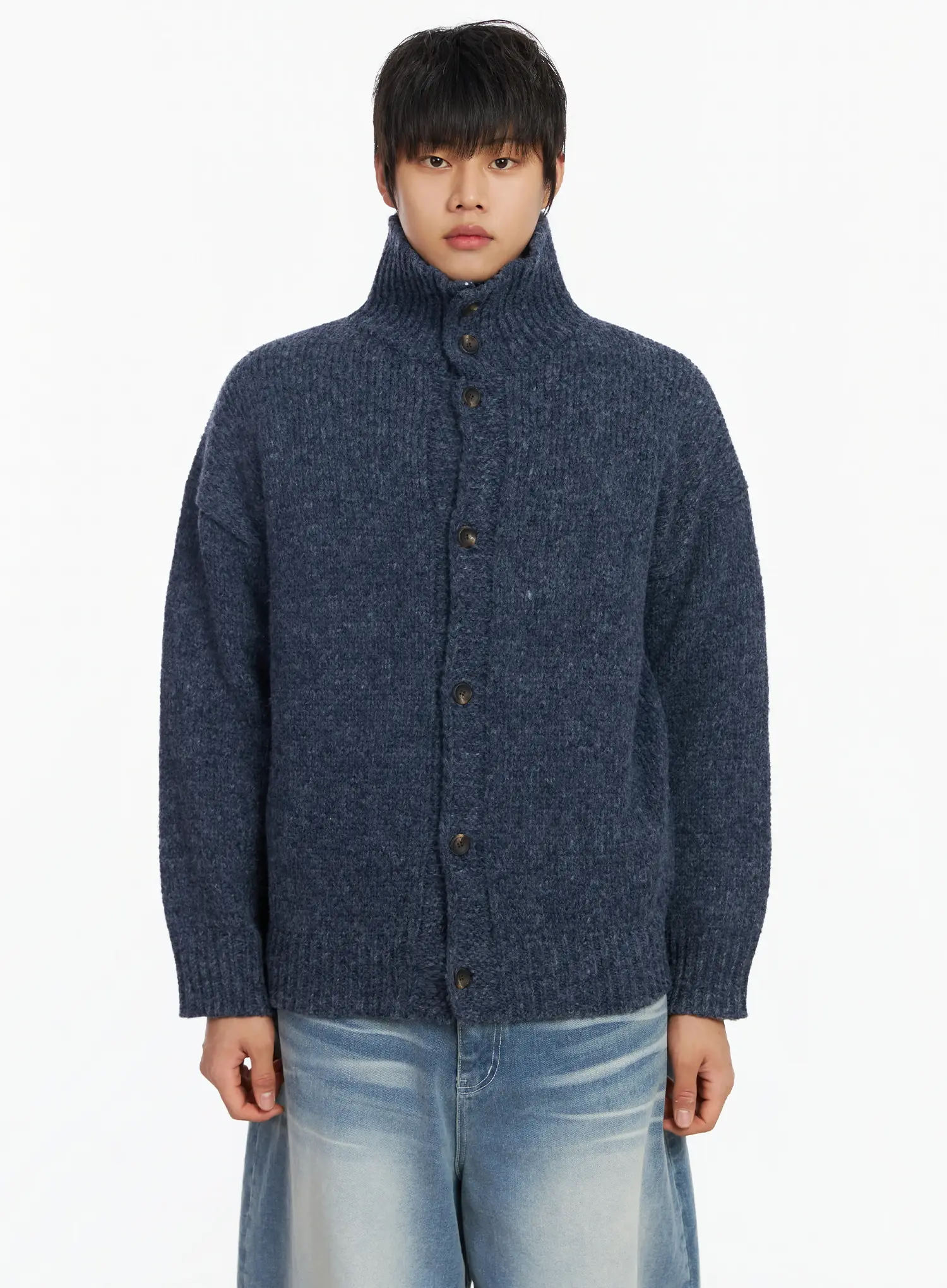 Men's High Neck Button Cardigan IF503 - Image 9