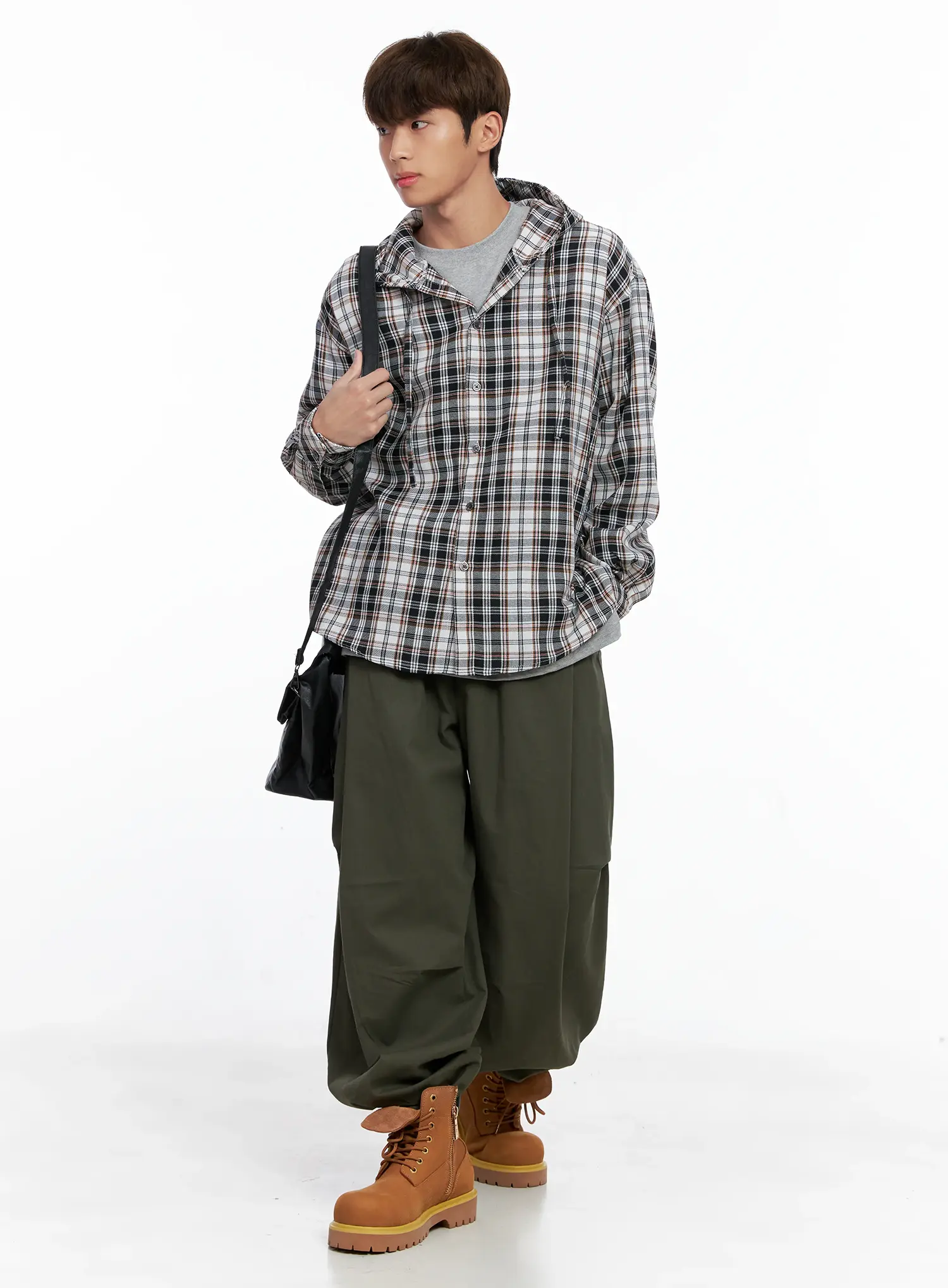 Men's Hooded Plaid Shirt IO506 - Image 10
