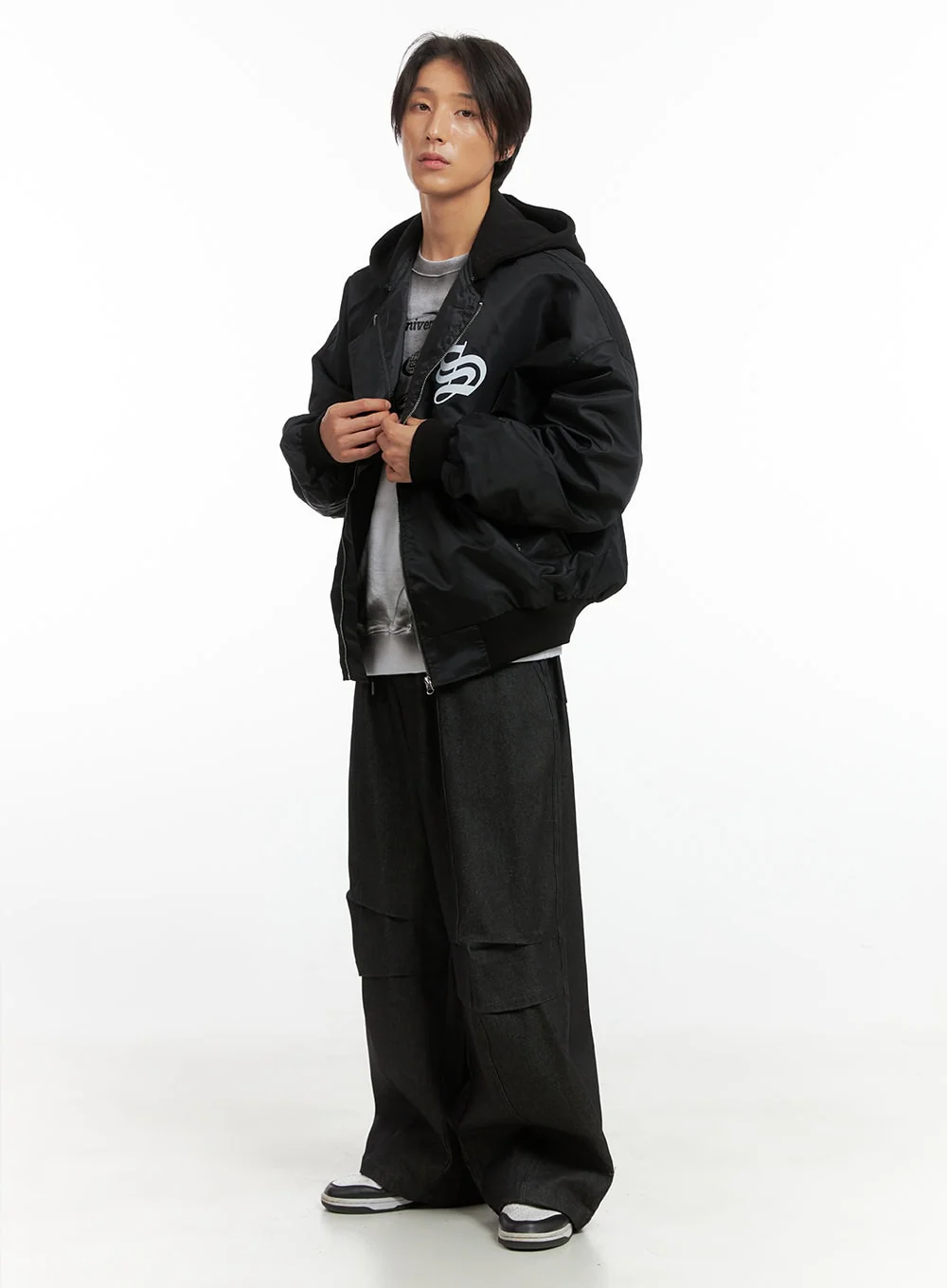 Men's Hooded Zip-Up Bomber Jacket IO402 - Image 3
