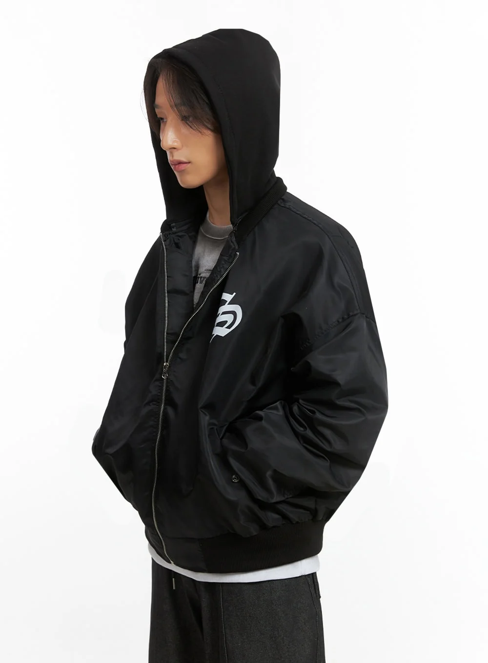 Men's Hooded Zip-Up Bomber Jacket IO402 - Image 8