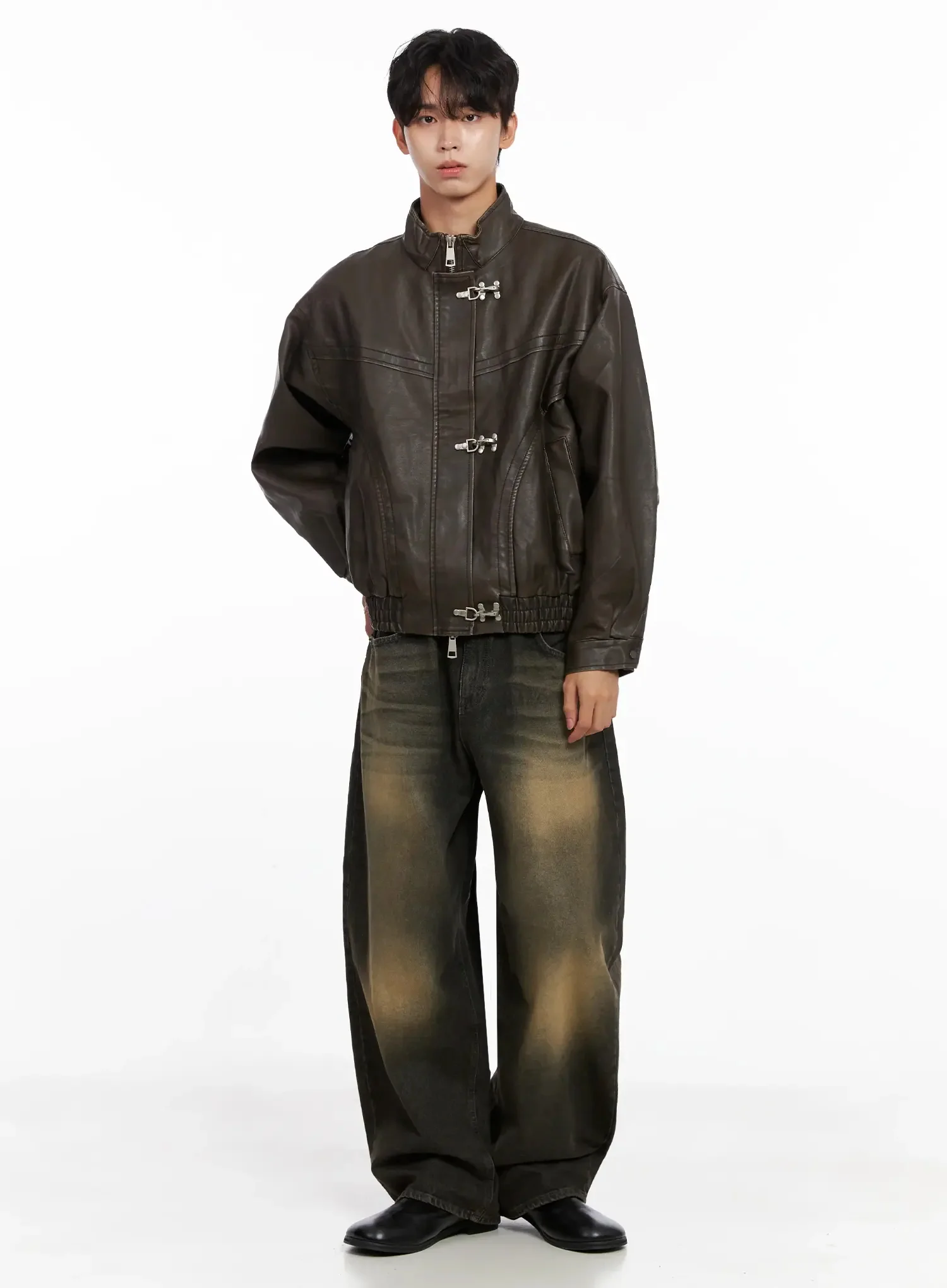 Men's Hook Faux Leather Jacket IO516 - Image 12