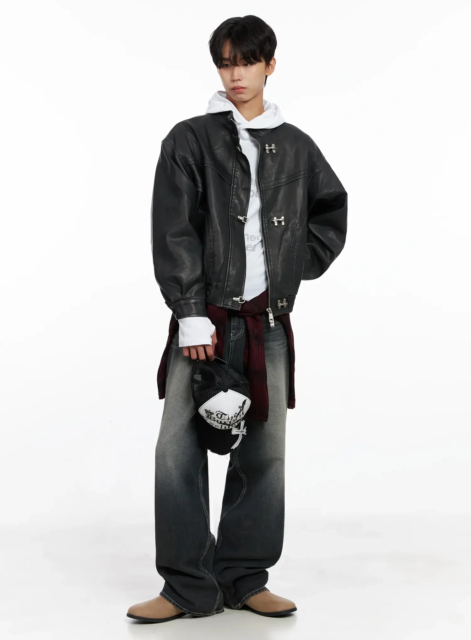 Men's Hook Faux Leather Jacket IO516 - Image 15