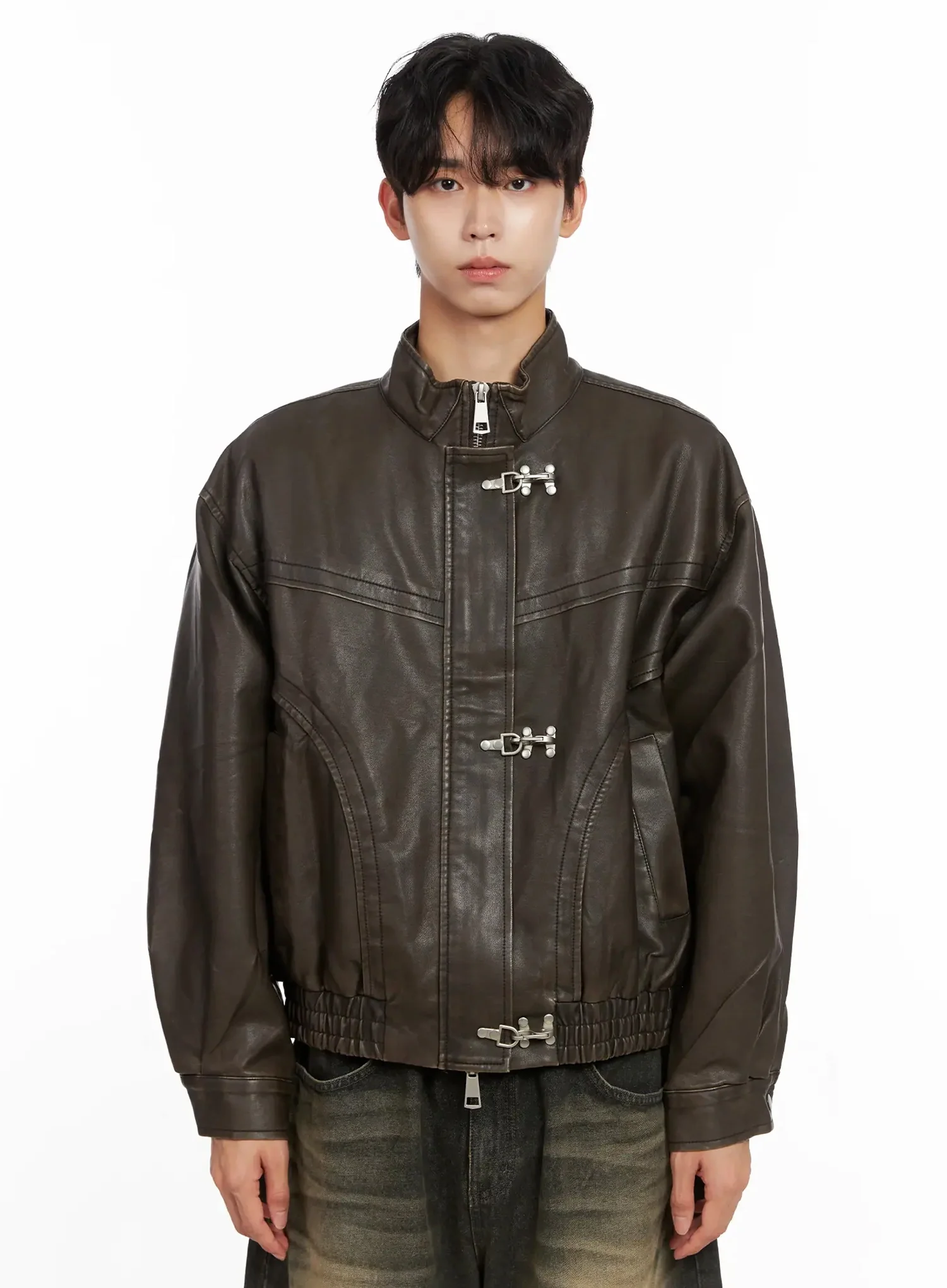 Men's Hook Faux Leather Jacket IO516 - Image 16